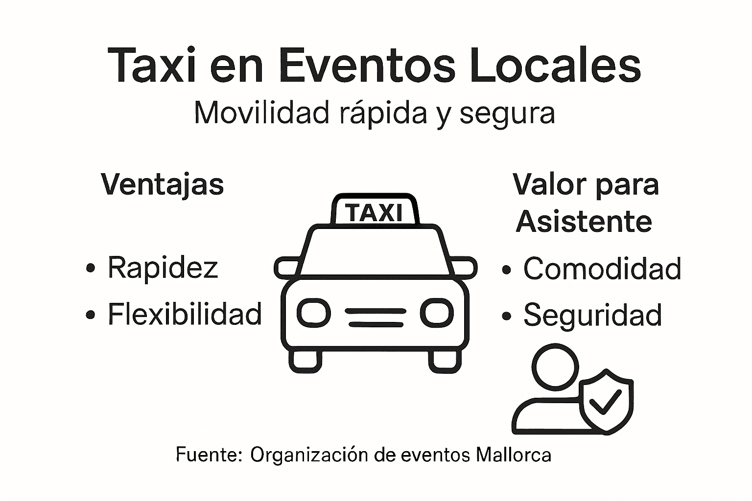 Visual sobre la organización del transporte y el servicio de taxi en eventos locales