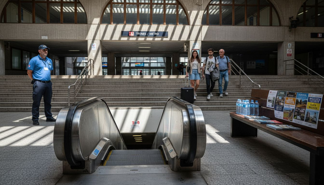 Viajeros que transitan por la estación principal de Palma