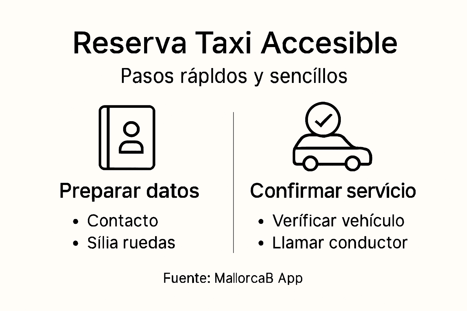 Infografía sobre el proceso de reserva de un taxi adaptado