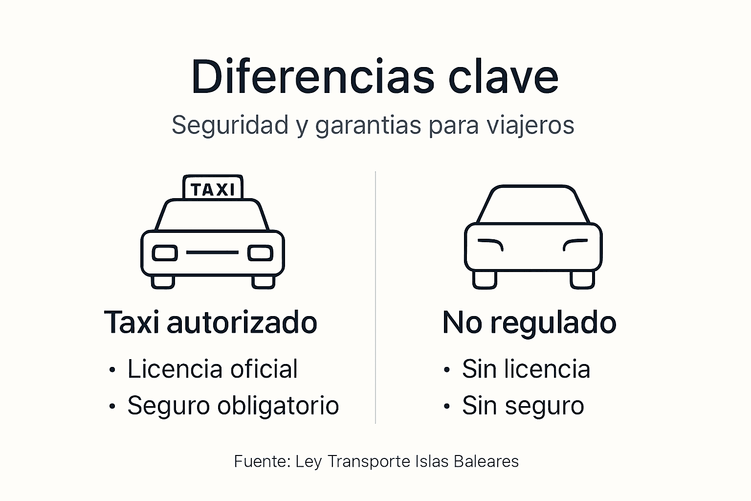 Infografía: diferencias clave entre taxis oficiales y servicios no autorizados