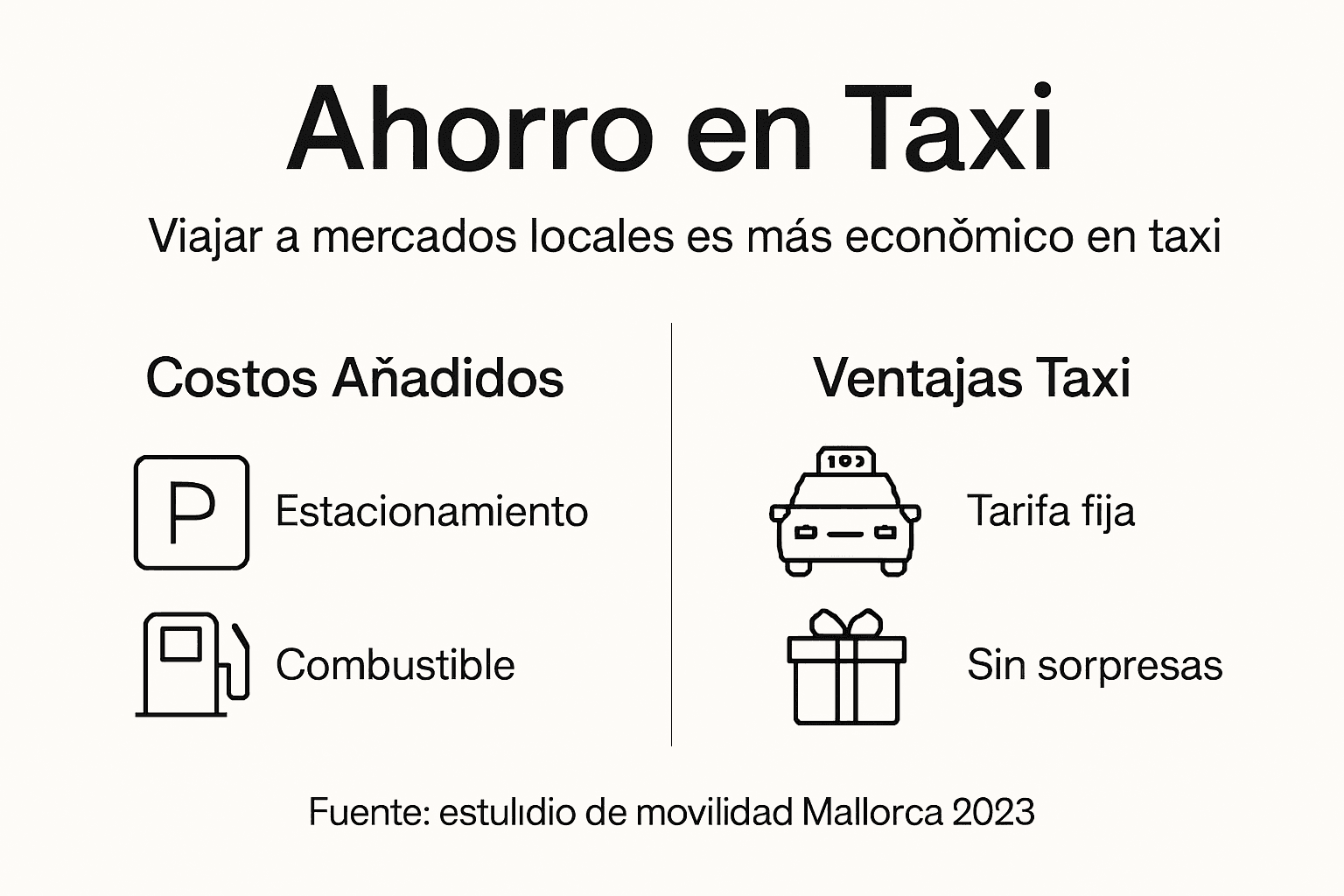 Descubre en esta infografía cómo ahorrar y cuáles son los principales beneficios de moverte en taxi por Mallorca.