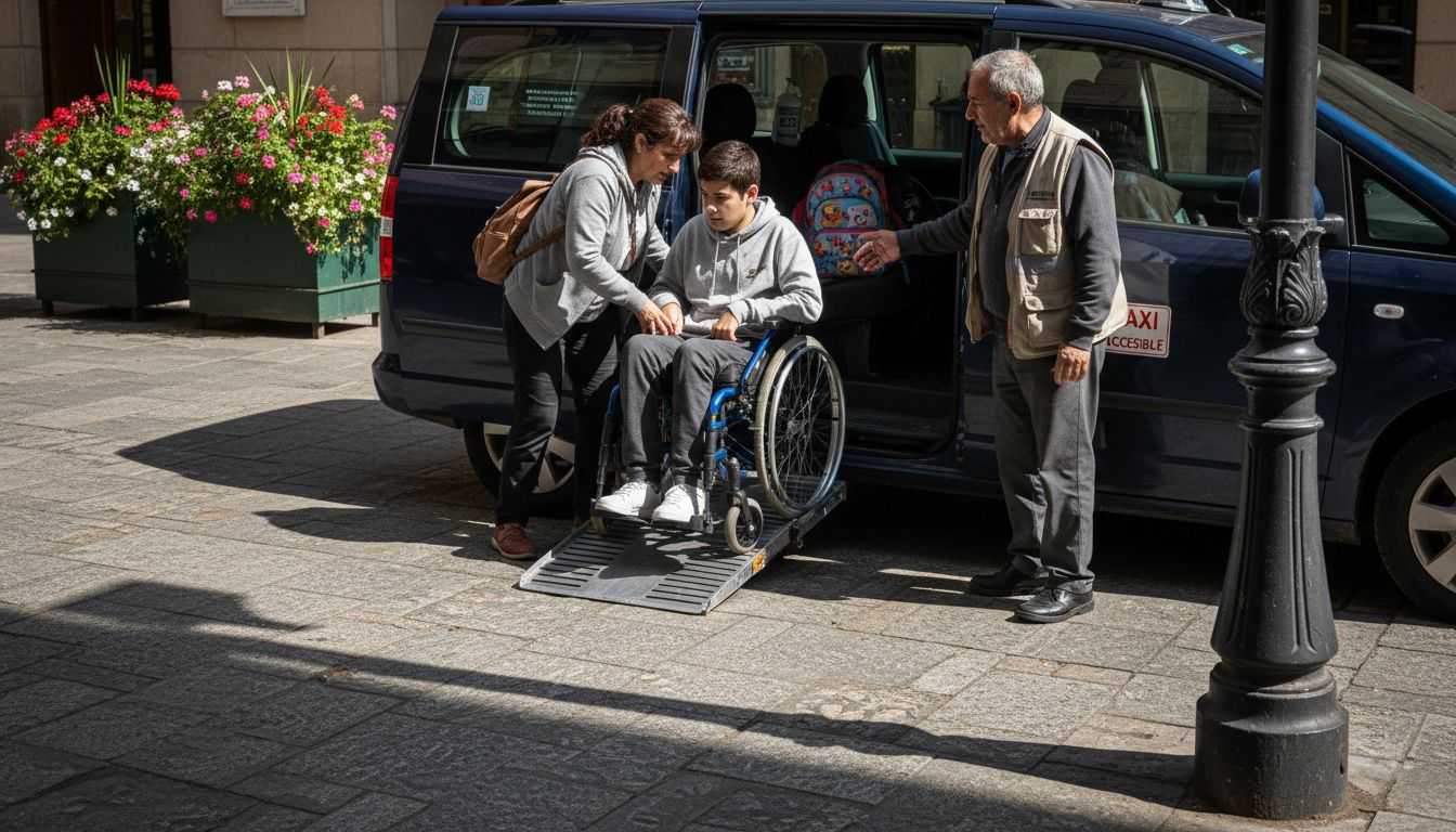 Esperando un taxi adaptado en una calle de Mallorca