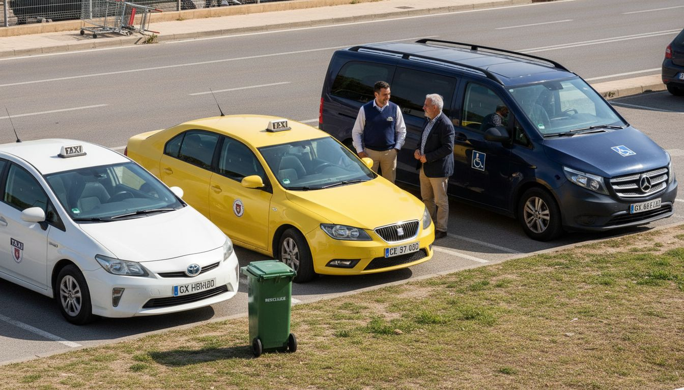 Distintos tipos de taxis aparcados en Mallorca