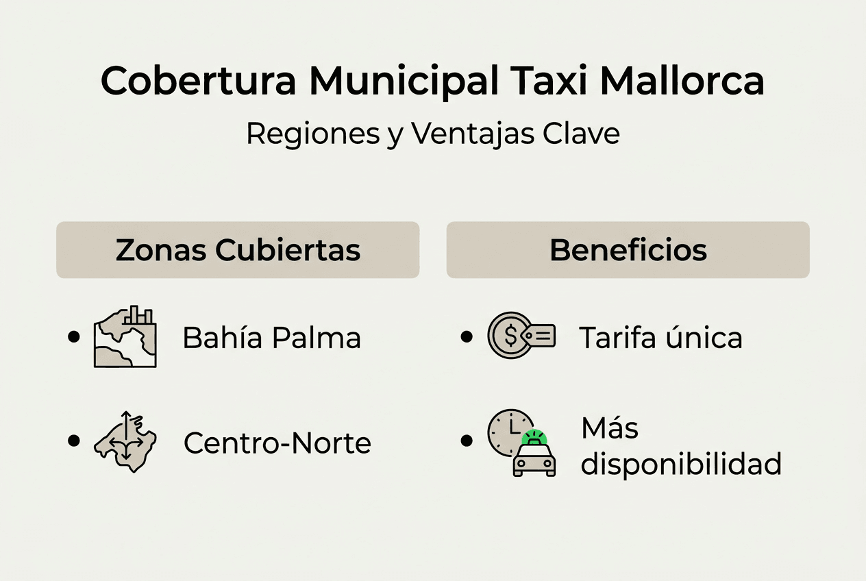 Mapa visual de la cobertura del servicio de taxi municipal en Mallorca