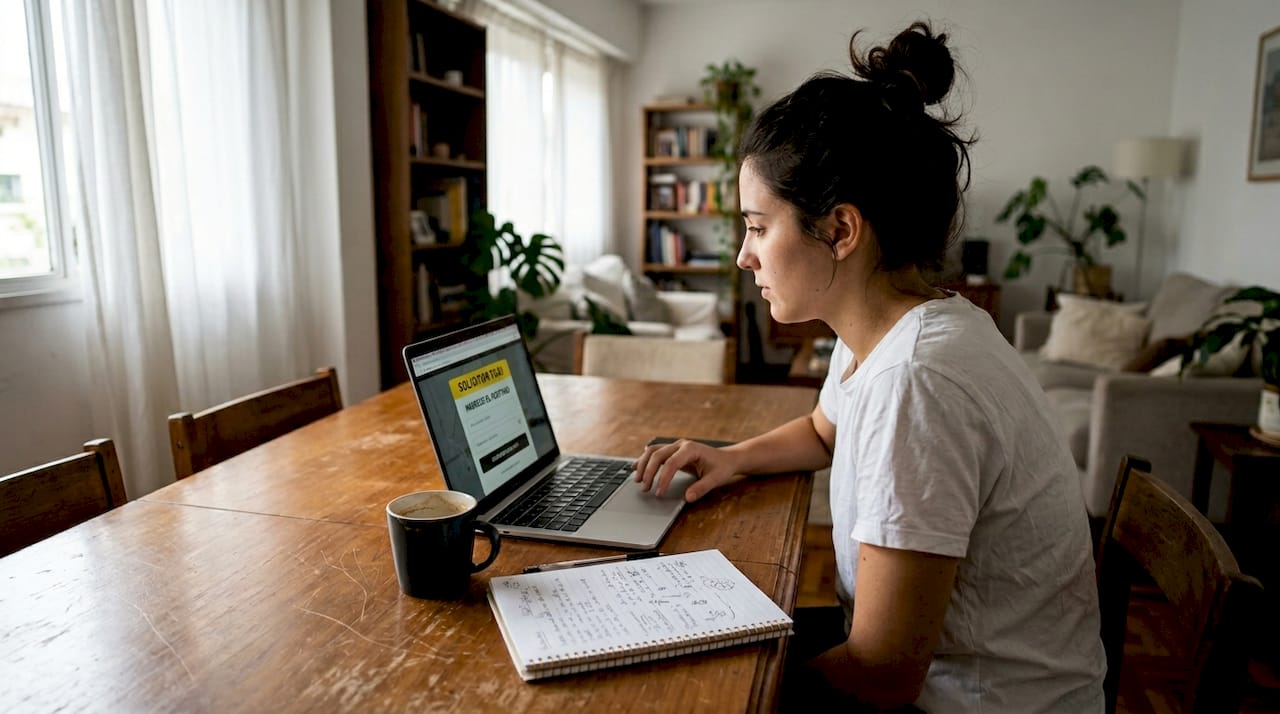 Una mujer solicita un taxi en Mallorca cómodamente desde su casa.