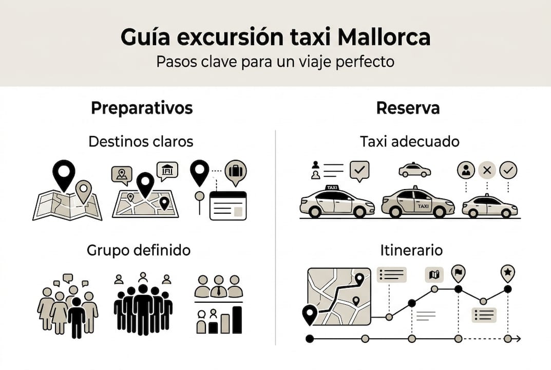 Infografía: cómo organizar una excursión en taxi por Mallorca paso a paso
