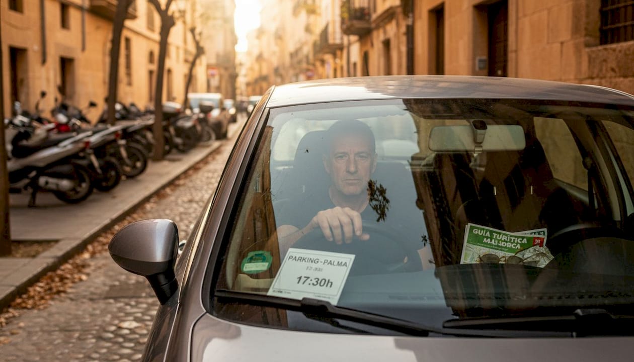 Automovilista dando vueltas para encontrar sitio donde aparcar en Palma