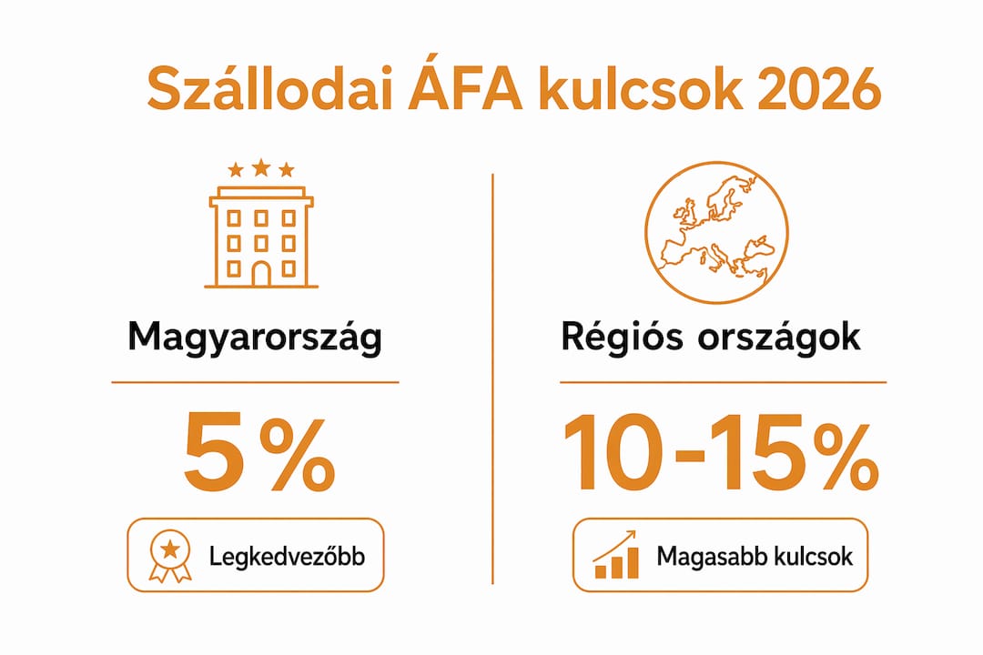 Áttekintő infografika a 2026-ban várható szállodai áfakulcsokról