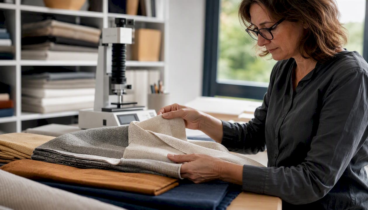 Kézzel vizsgálják, mennyire strapabíró a szállodai ágynemű anyaga.