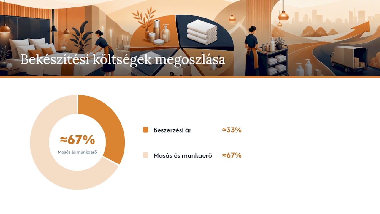 Áttekintő ábra a szállodai ellátmányköltségek főbb kategóriáiról és az egy szobára jutó költségek kiszámításának módjáról