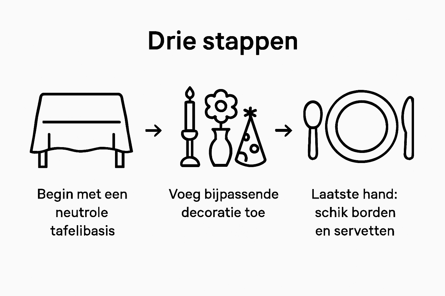 Overzichtelijke infographic met een stapsgewijze uitleg voor het dekken van de tafel