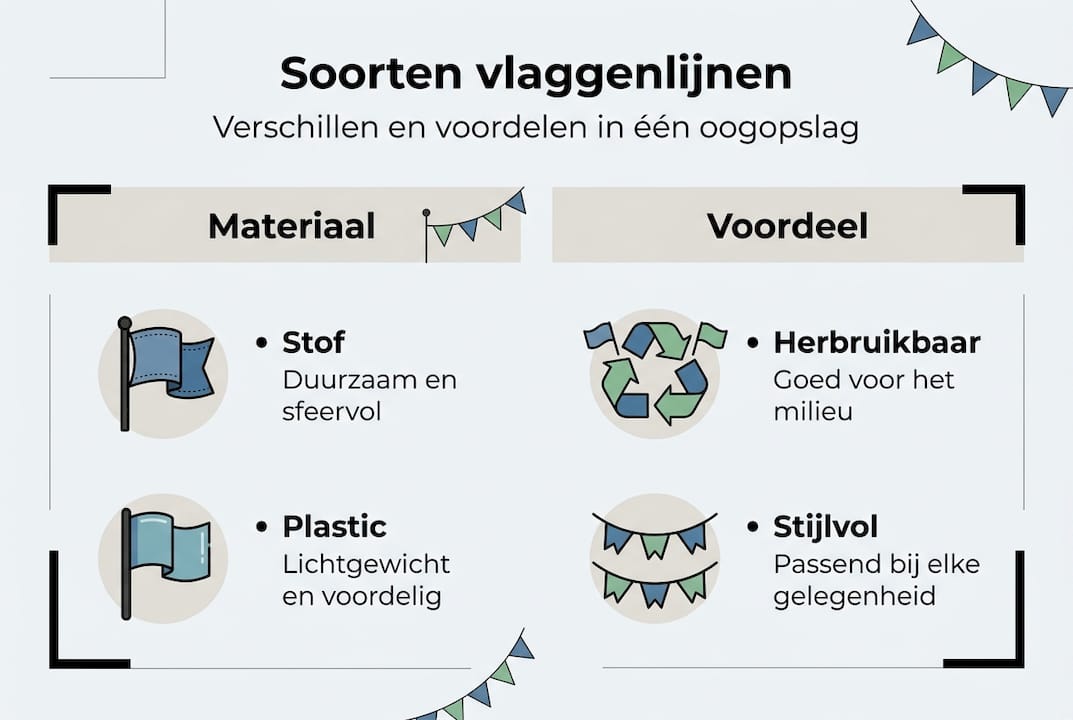 Infographic materialen en feestelijke vlaggenlijnen met voordeel
