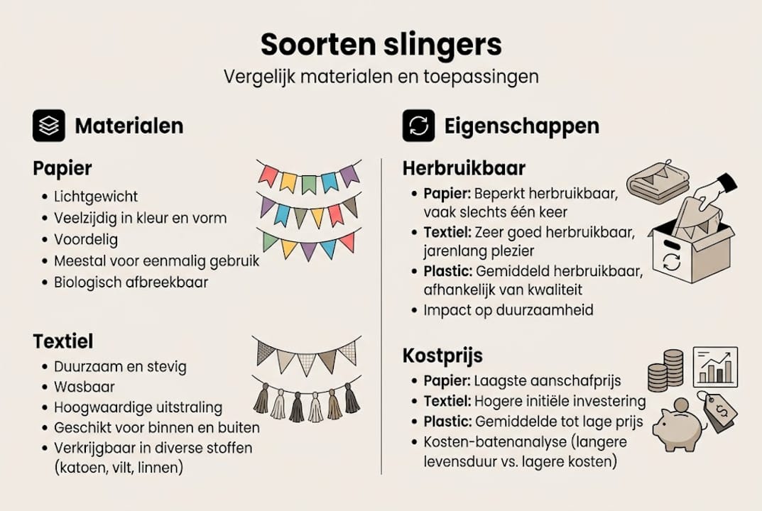 Overzicht van verschillende soorten slingers en hun kenmerken