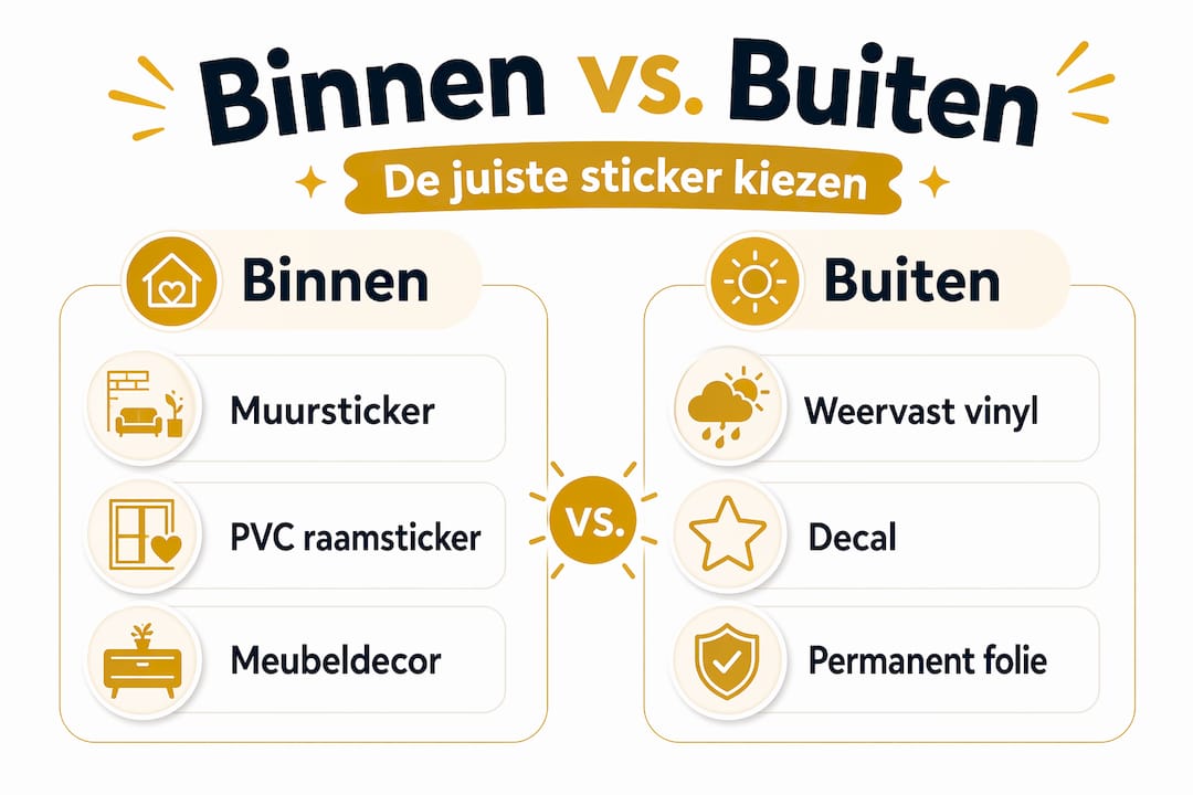 Infographic: verschillen tussen muurstickers voor binnen en buiten