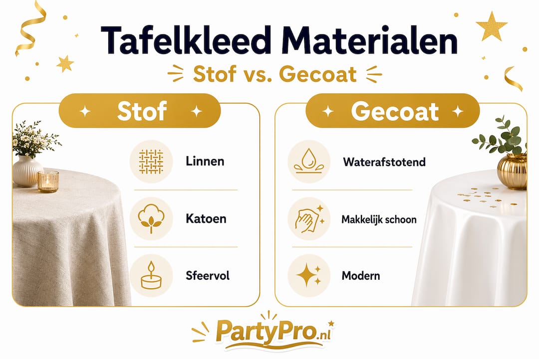 Overzicht: de verschillen tussen verschillende materialen voor tafelkleden in één handige infographic