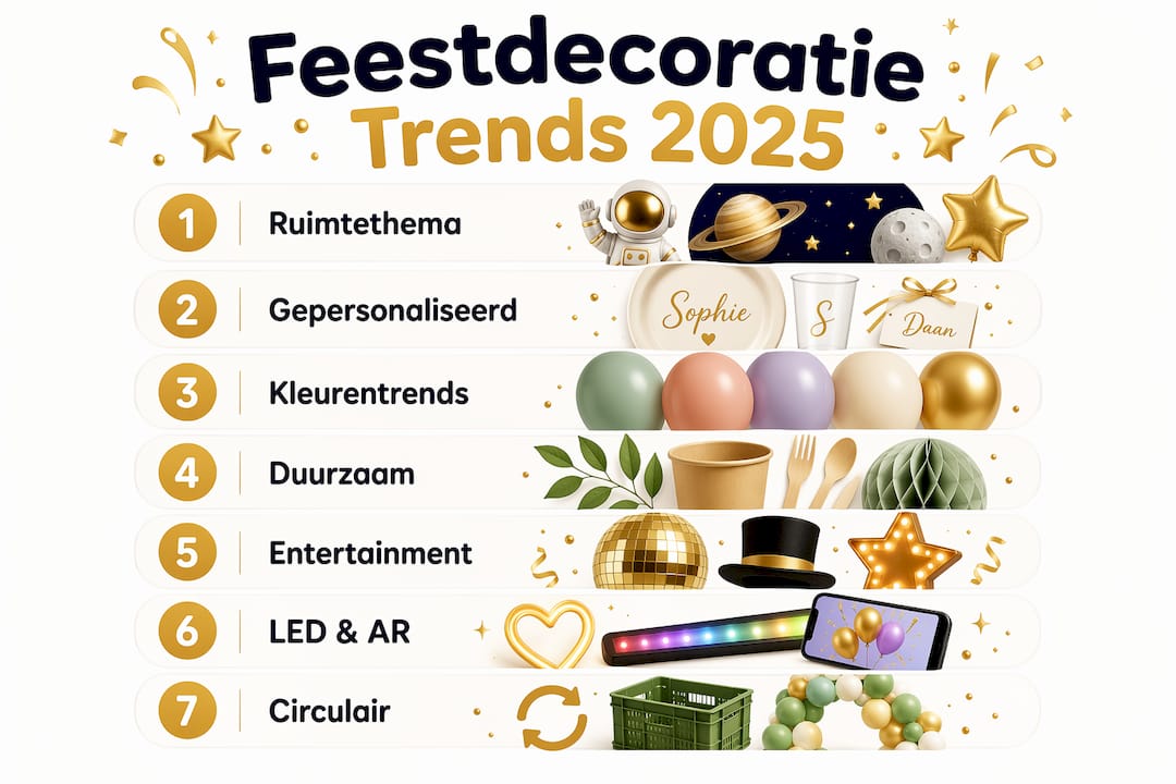 Ontdek de 7 populairste feestdecoratie trends voor 2025 in één handige infographic