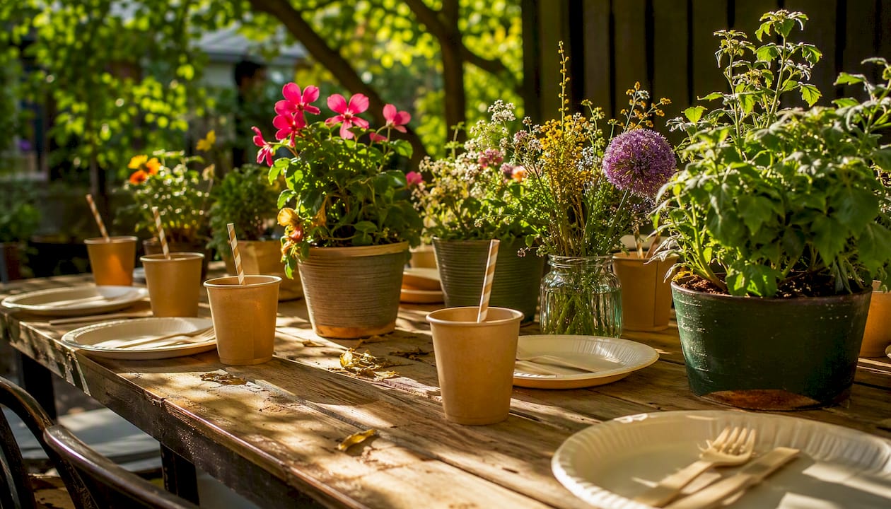 Groen feestdecor met bamboe en verse bloemen: stijlvol én duurzaam
