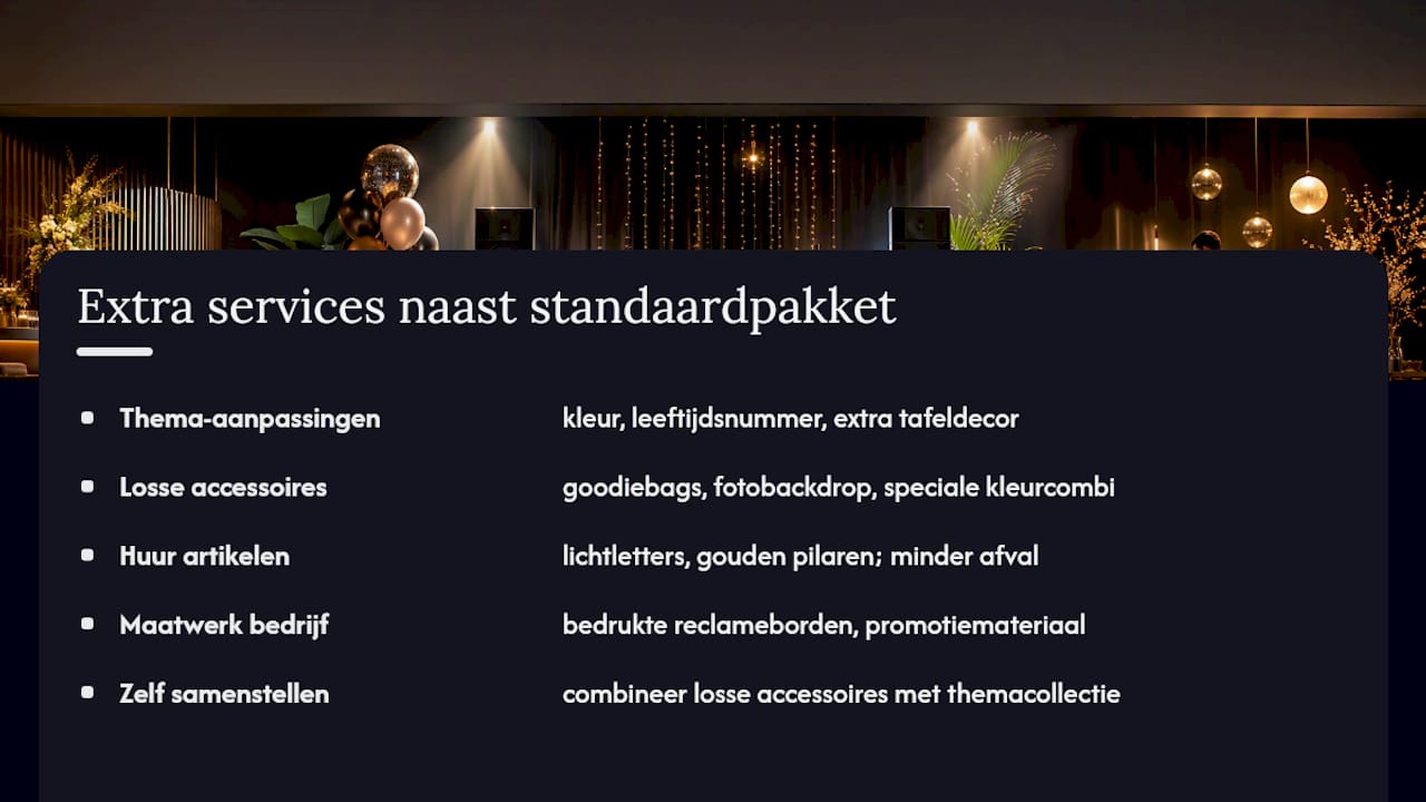 Welke extra services zijn er naast een standaardpakket? — overview diagram