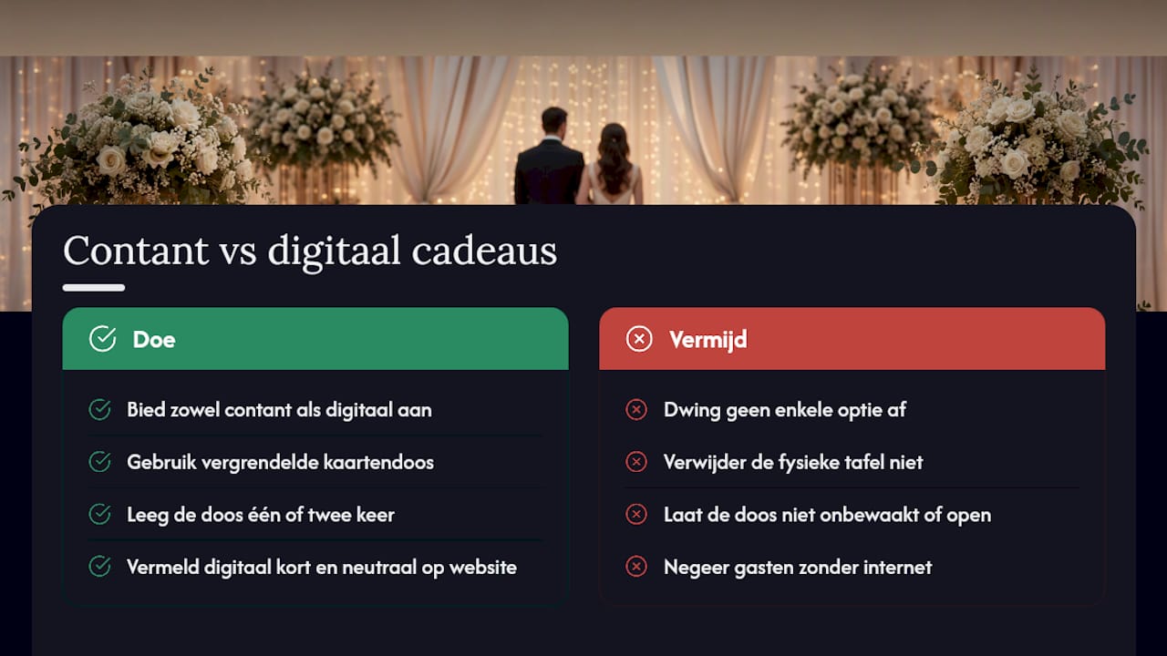 Geld of digitale cadeaus in plaats van fysieke geschenken — overview diagram