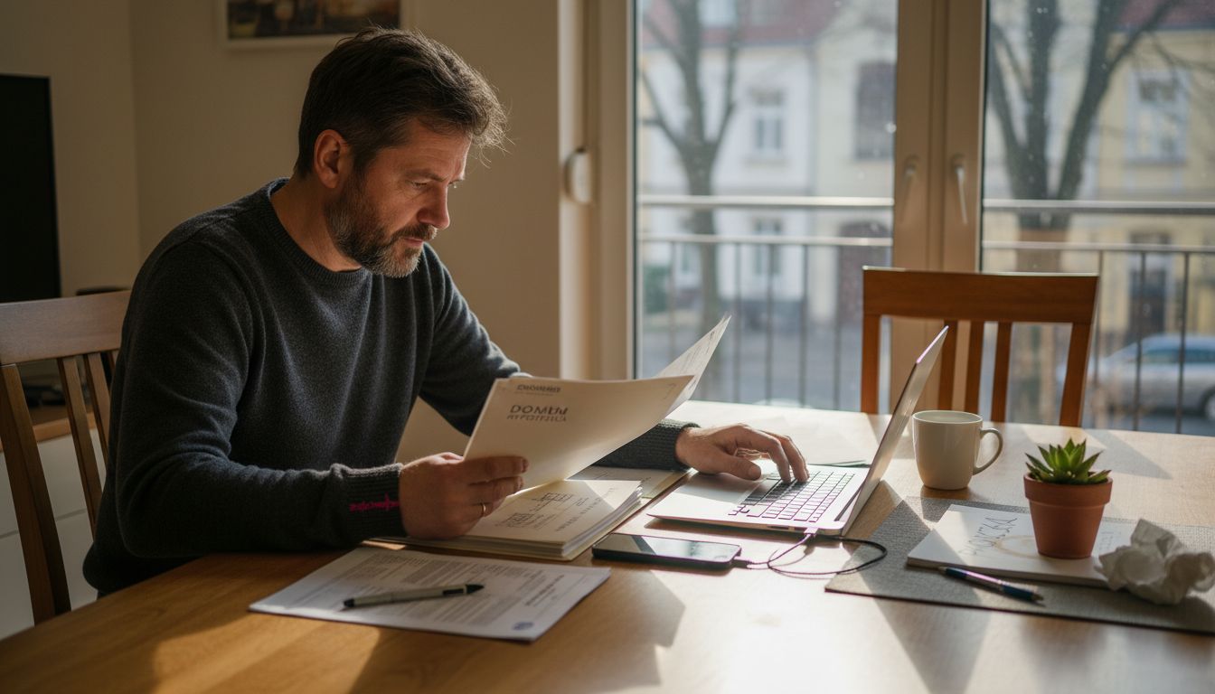 Man preparing documents for property purchase