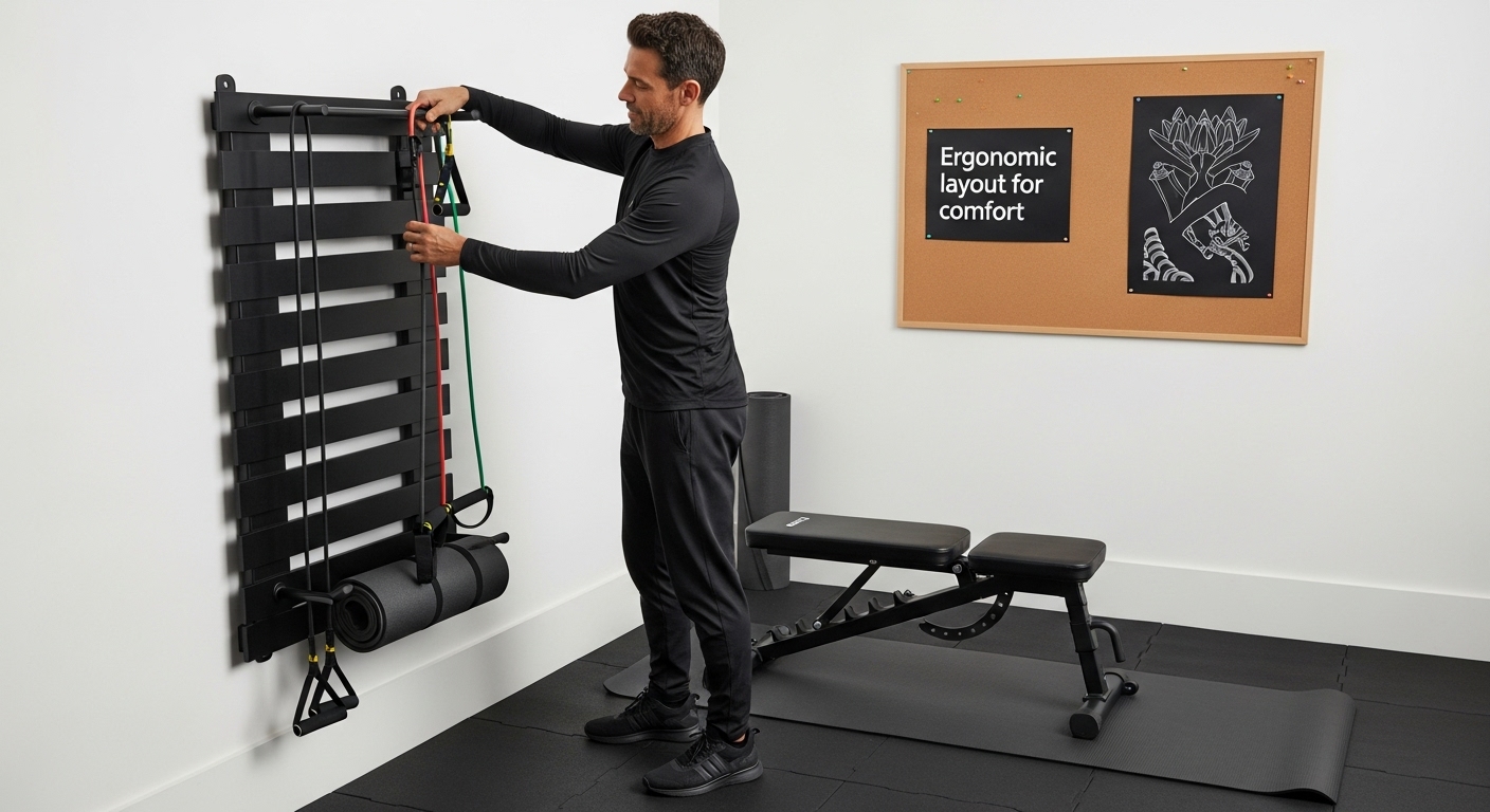 home gym storage layout