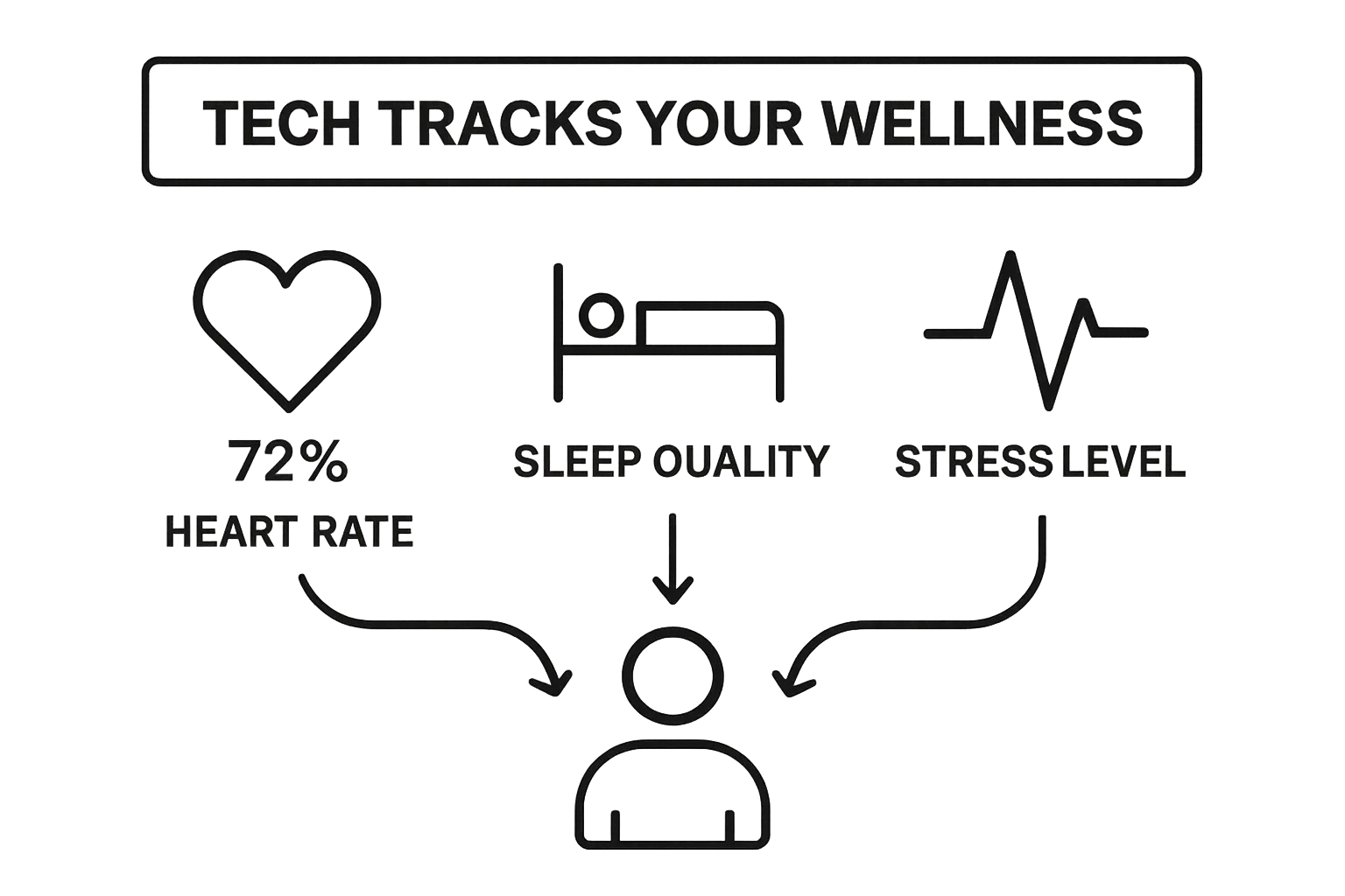 Infographic comparing heart rate, sleep quality, and stress level metrics.