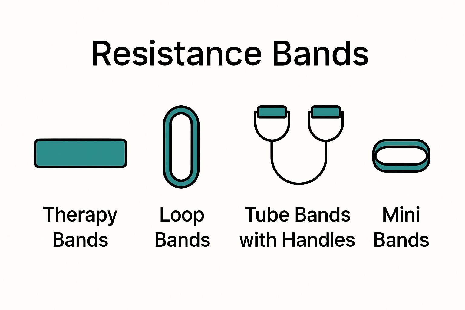 Infographic of four resistance band types and their shapes