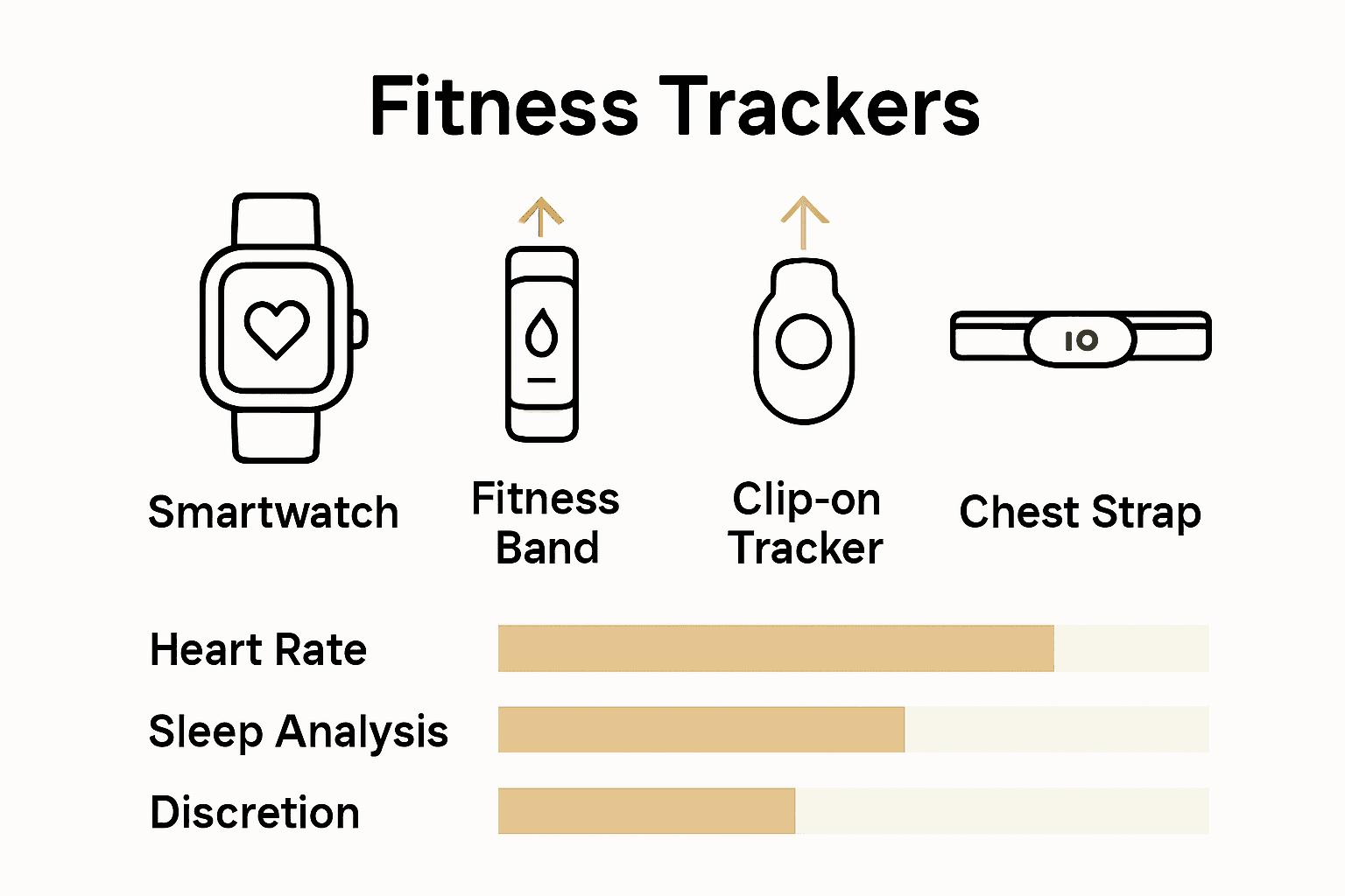 Infographic comparing types of fitness trackers for adults over 40