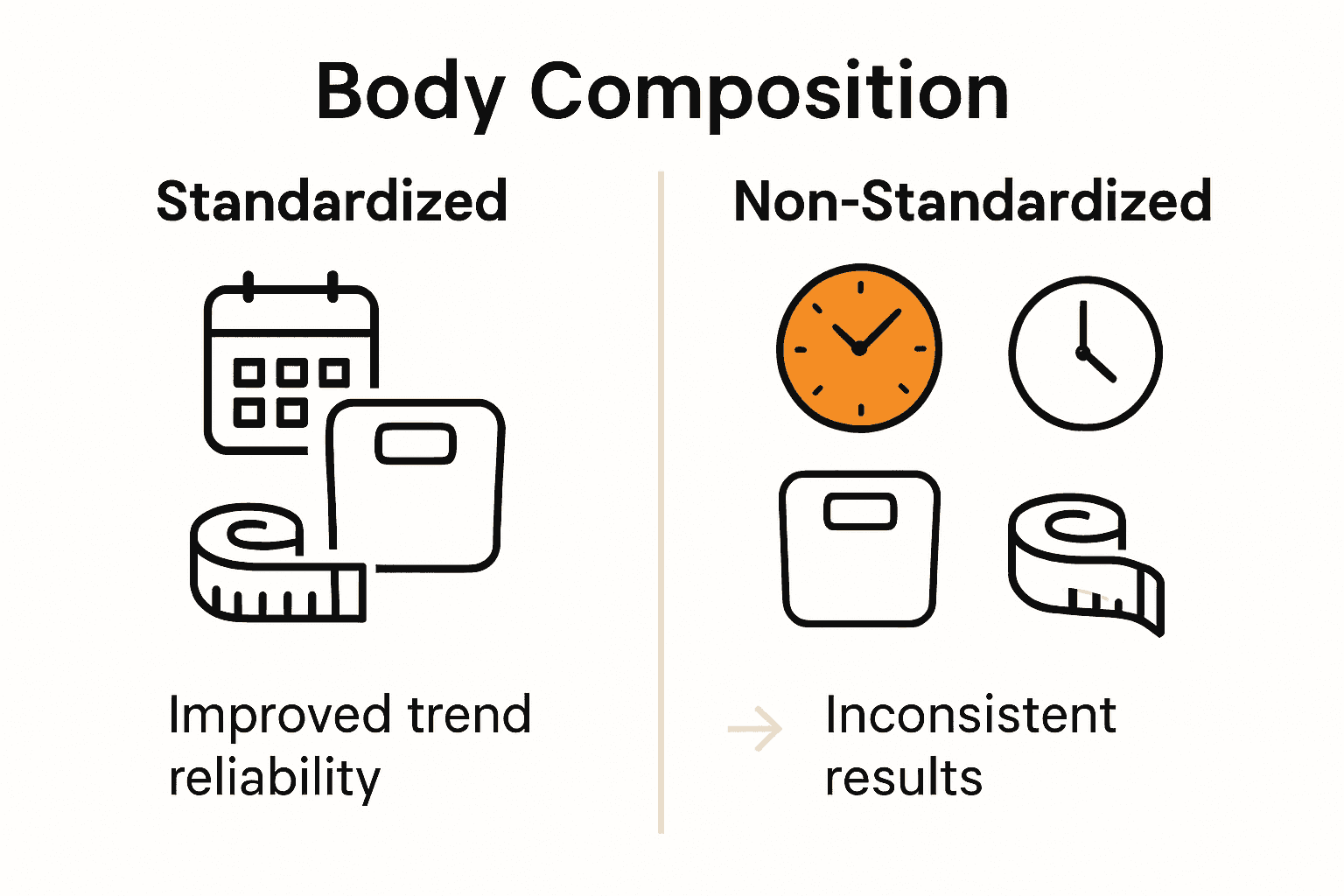 Infographic illustrating standardized versus inconsistent tracking routines with icons and arrows.