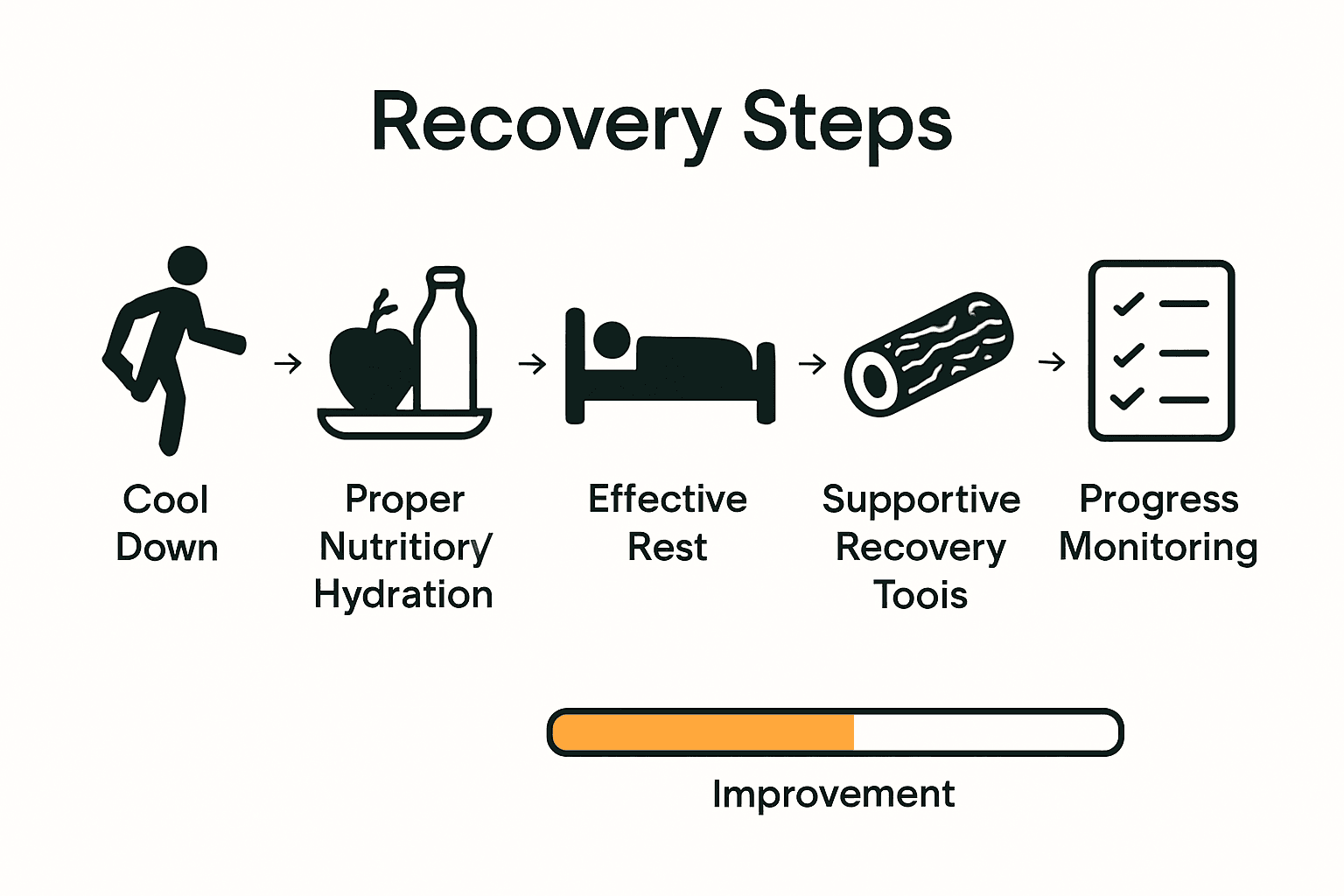 Infographic visualizing five key steps for natural workout recovery for adults over 40