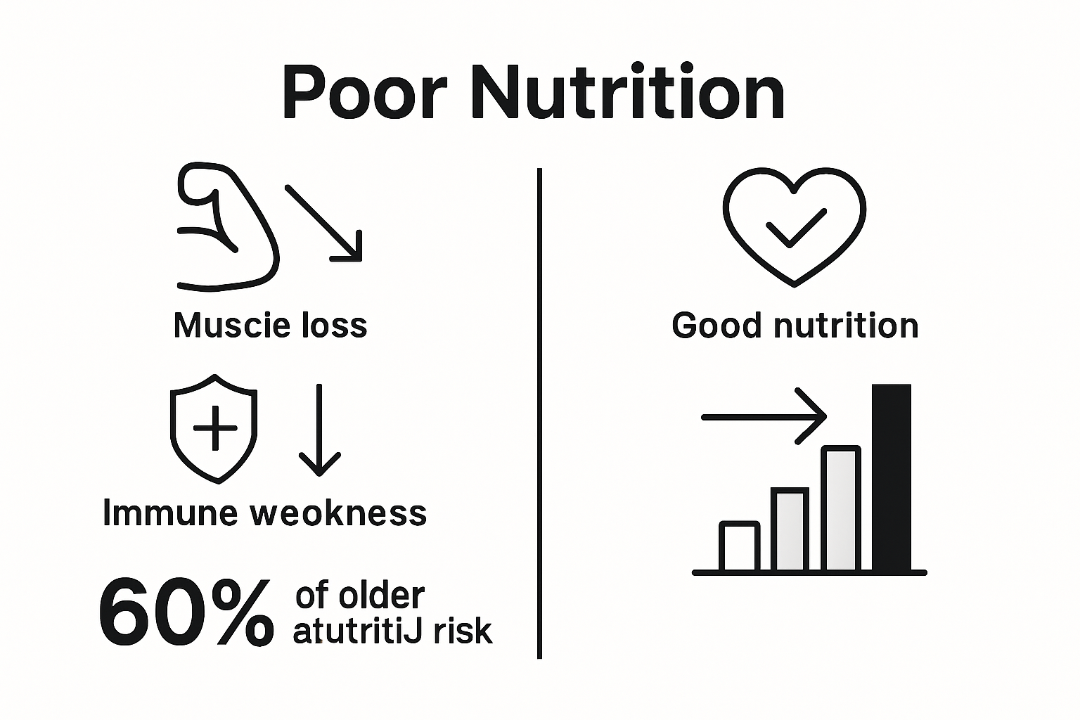 Infographic of poor nutrition risks and healthy nutrition benefits