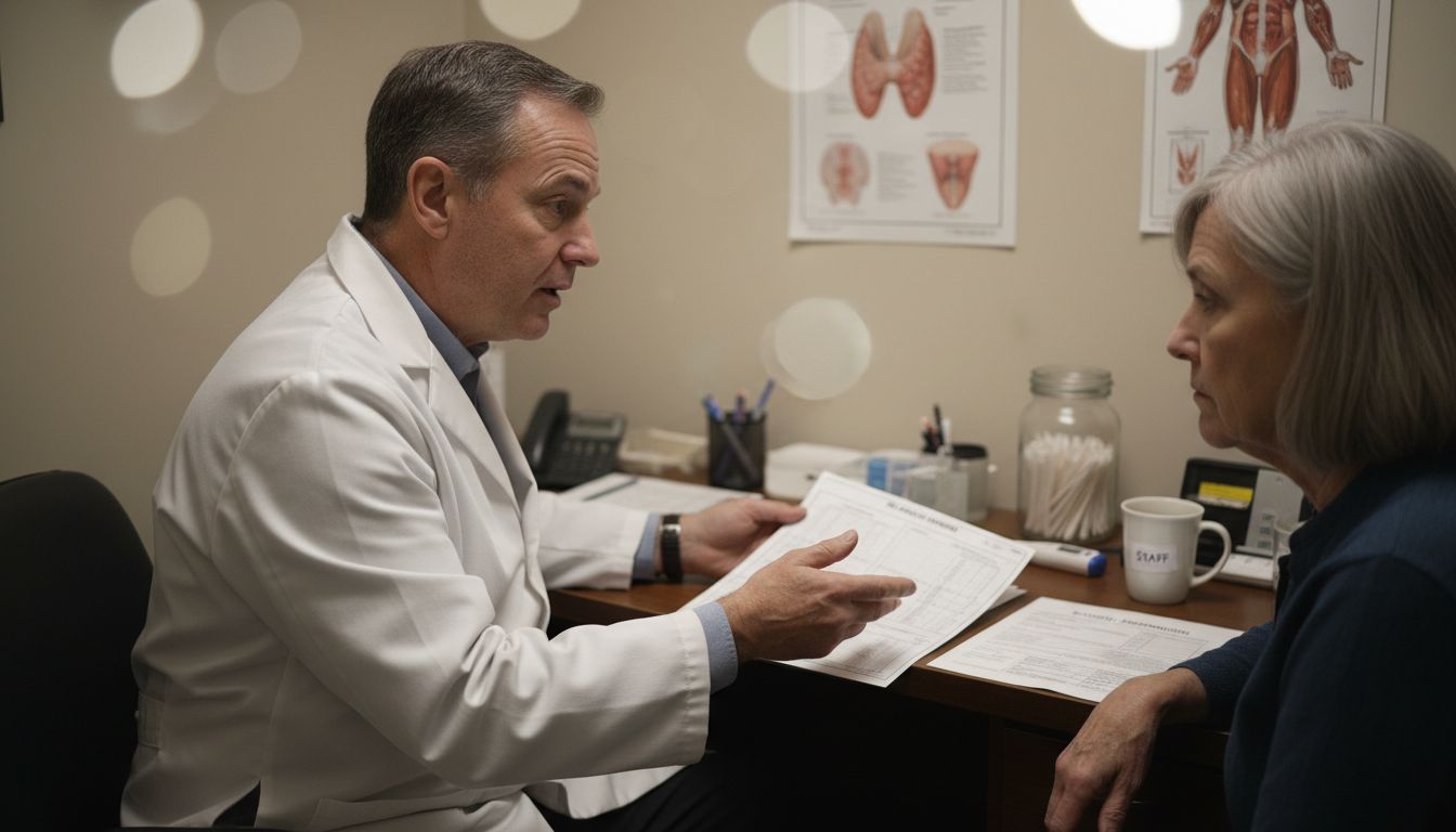 Doctor discusses thyroid diagnosis with older patient