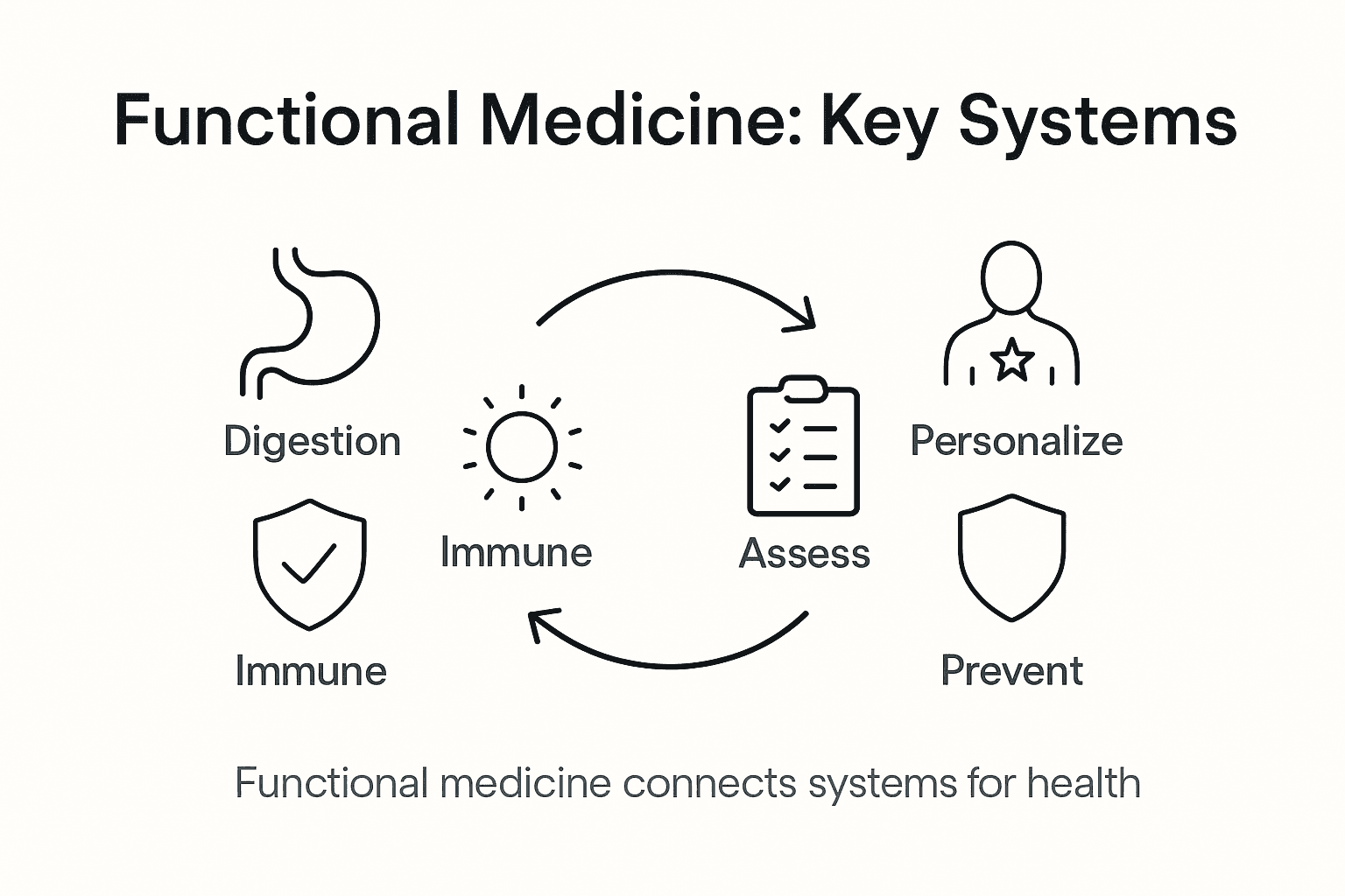 Infographic showing functional medicine system overview