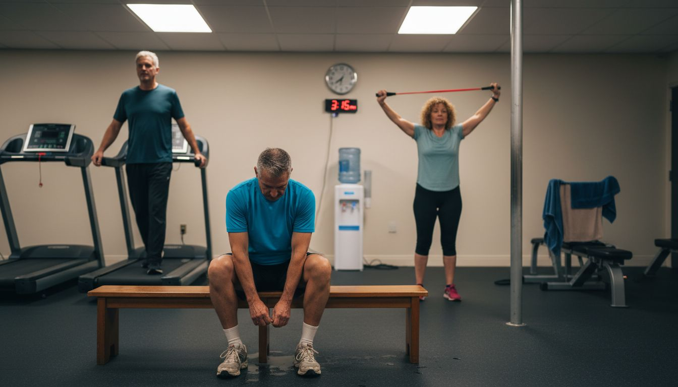 Older adults exercising in community gym