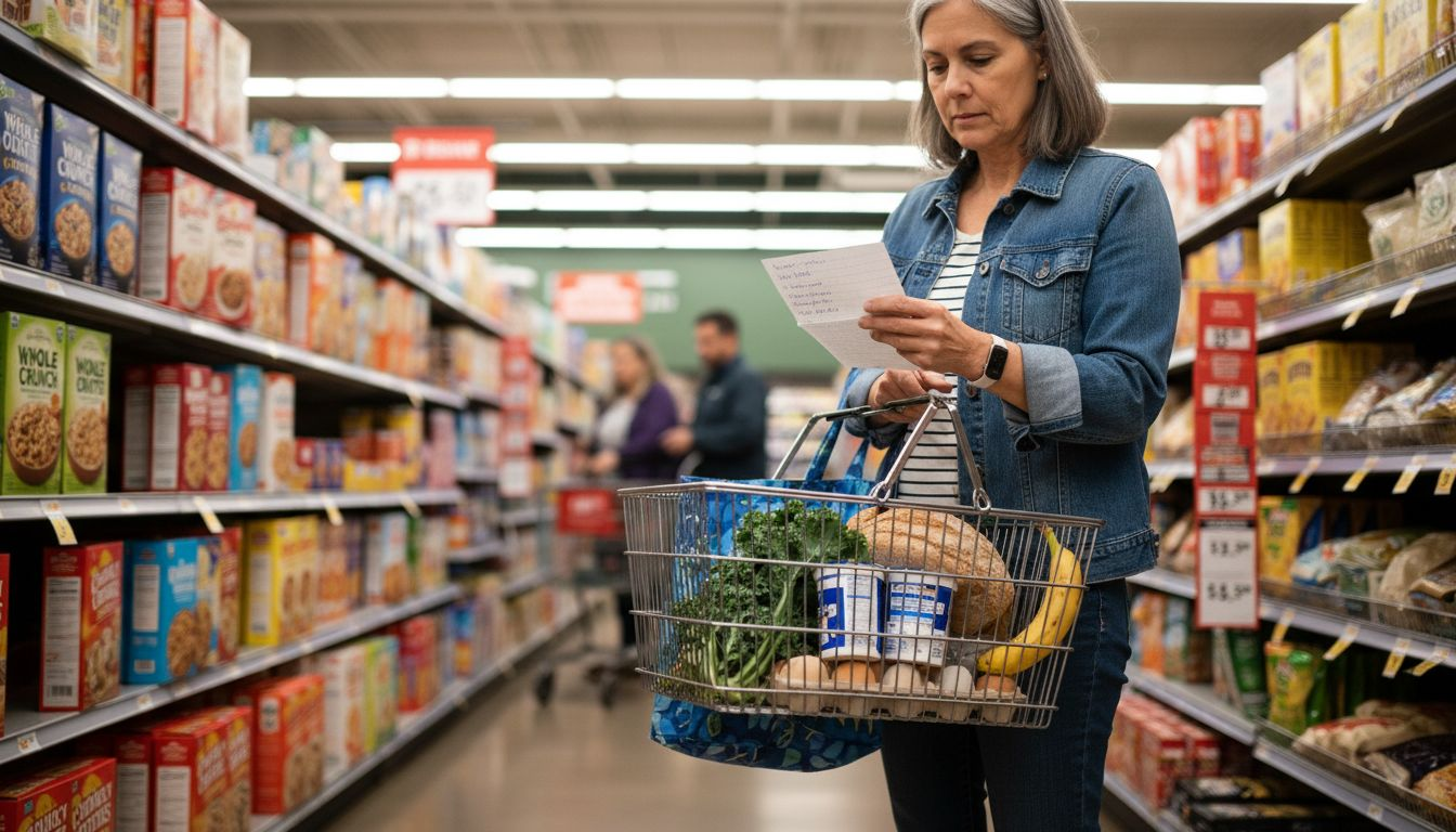 Woman shopping for nutritious groceries