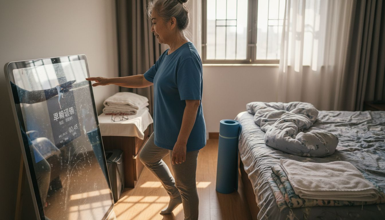 越来越多女性选择在家利用智能健身镜进行锻炼,既方便又能随时跟着专业课程健身,轻松实现健康生活方式。