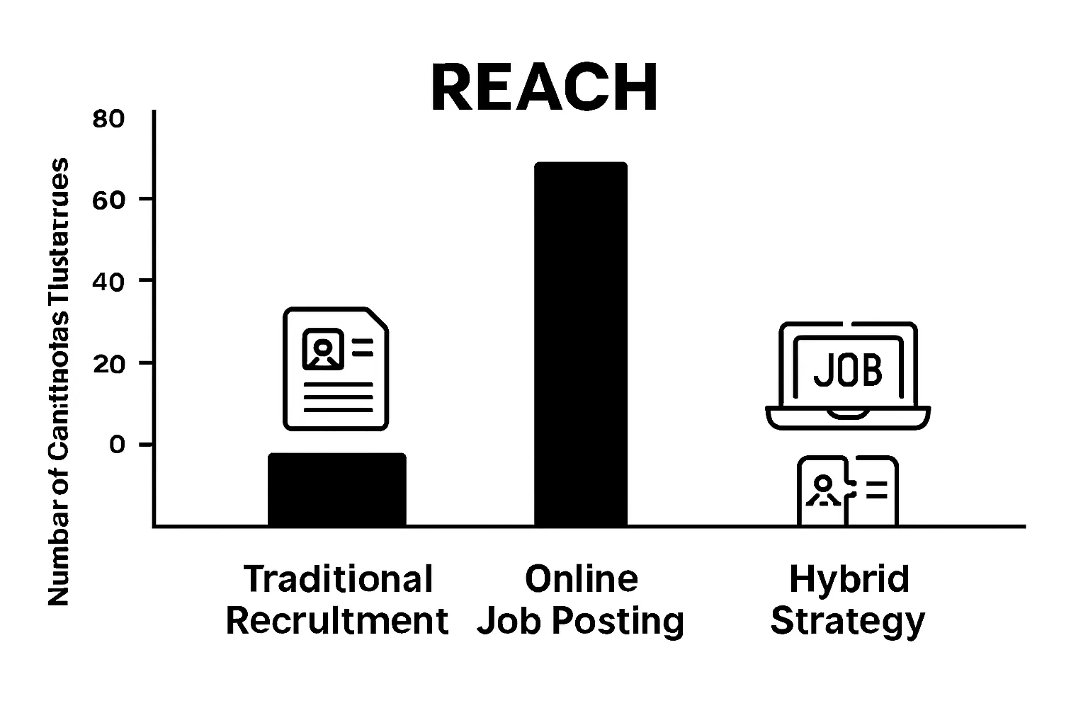 Infographic comparing candidate reach for traditional vs. online job posting methods.