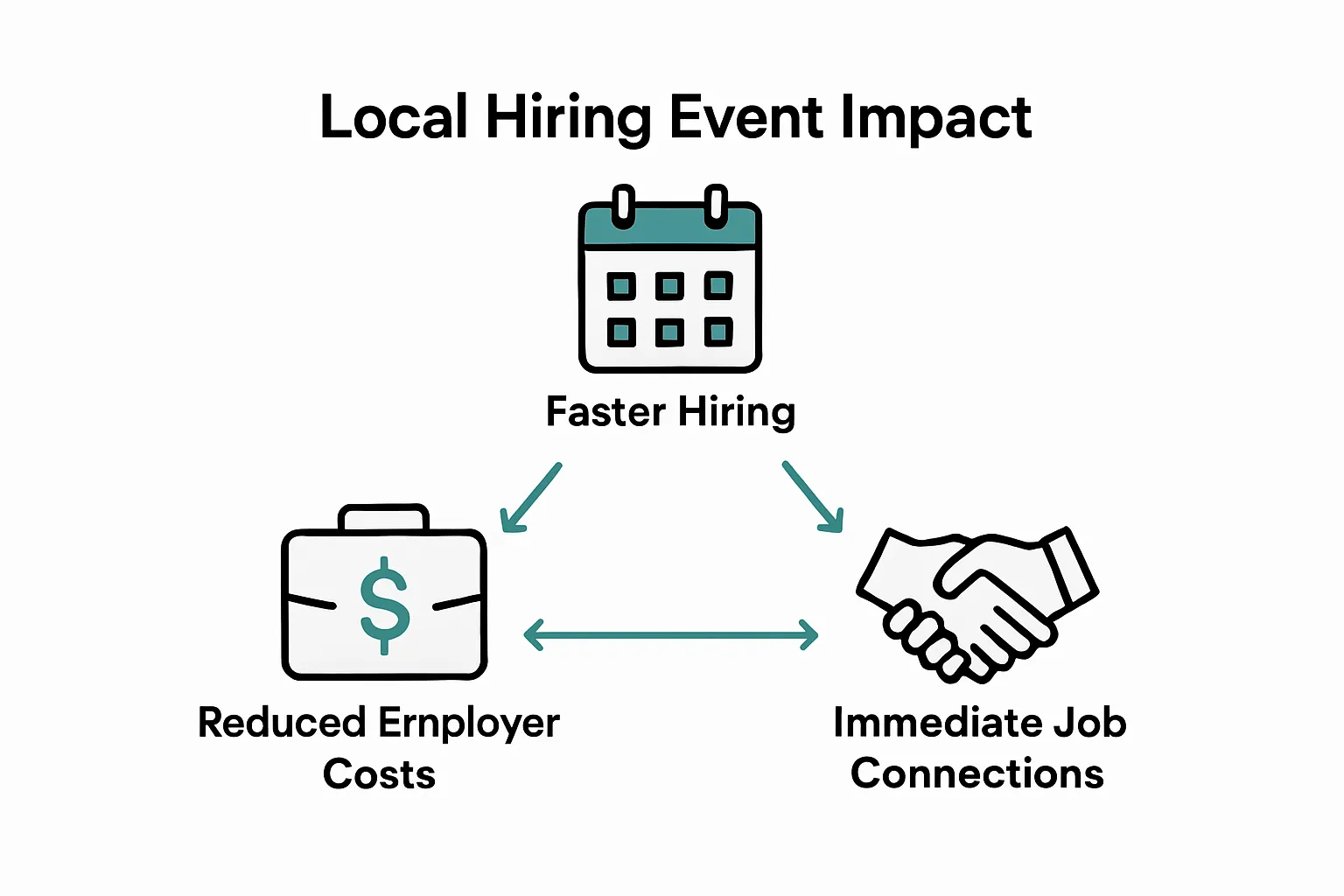 Infographic showing faster hiring, cost savings, and job connections