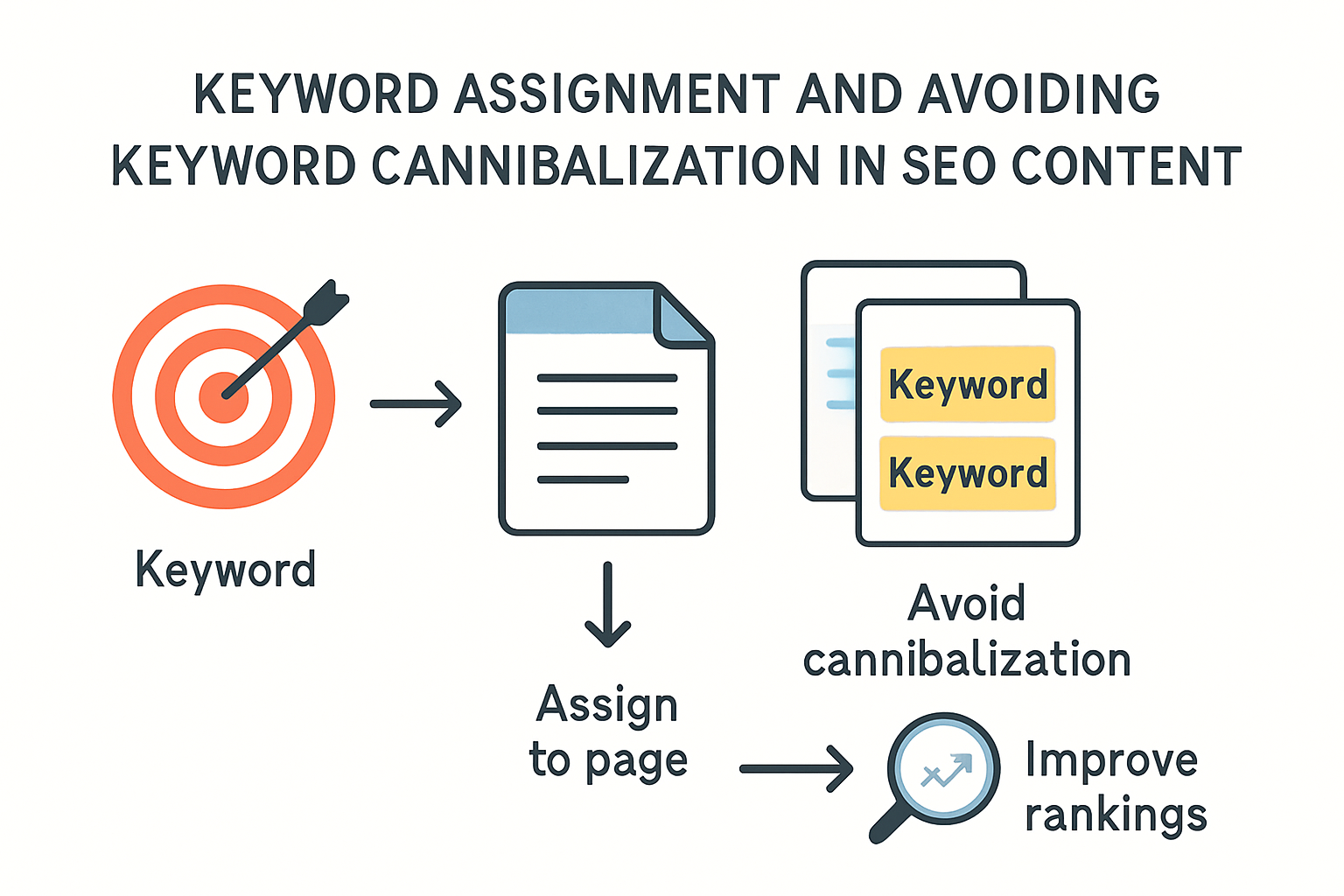 Chart explaining keyword assignment and cannibalization