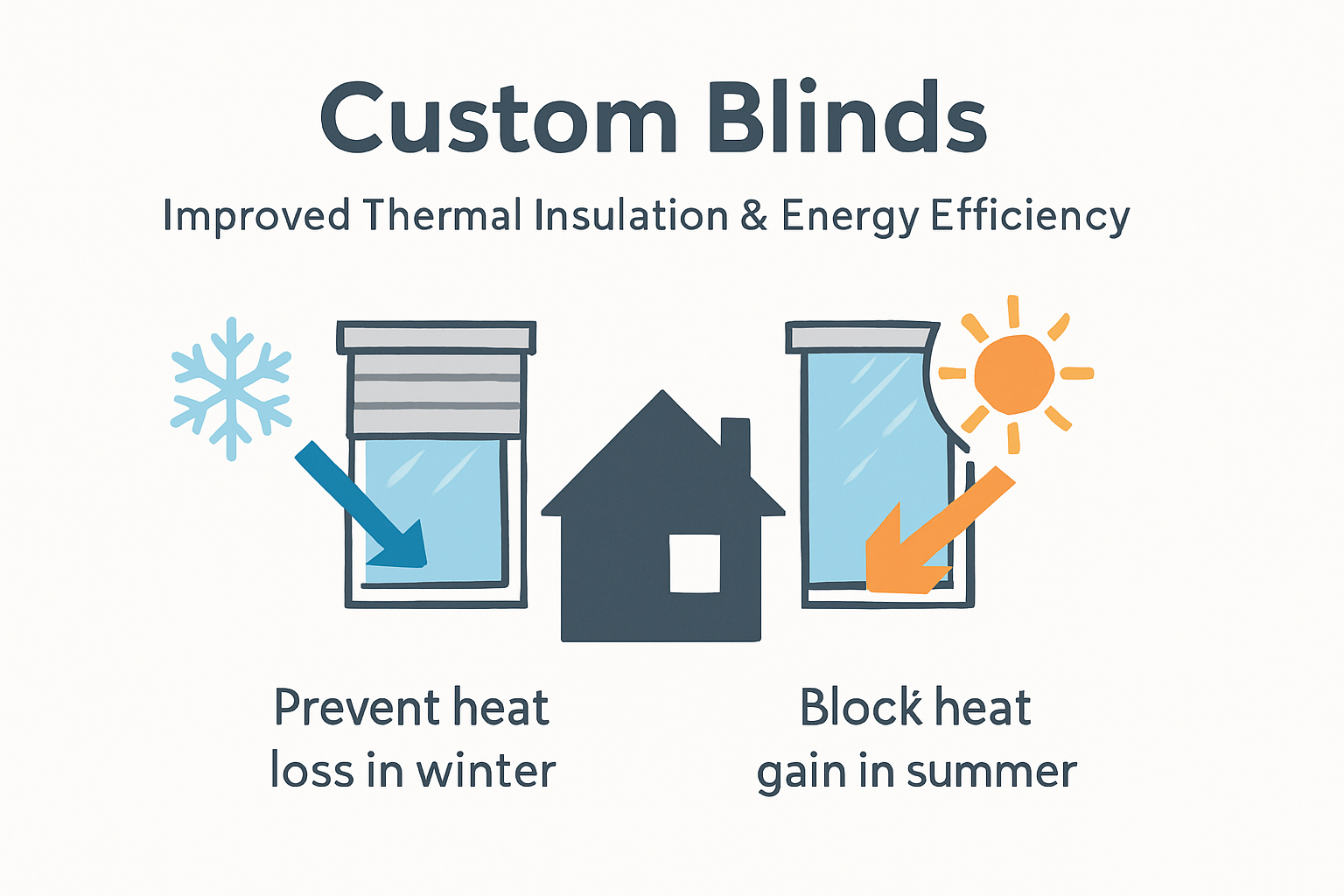 Infographic showing how custom blinds enhance home energy efficiency.