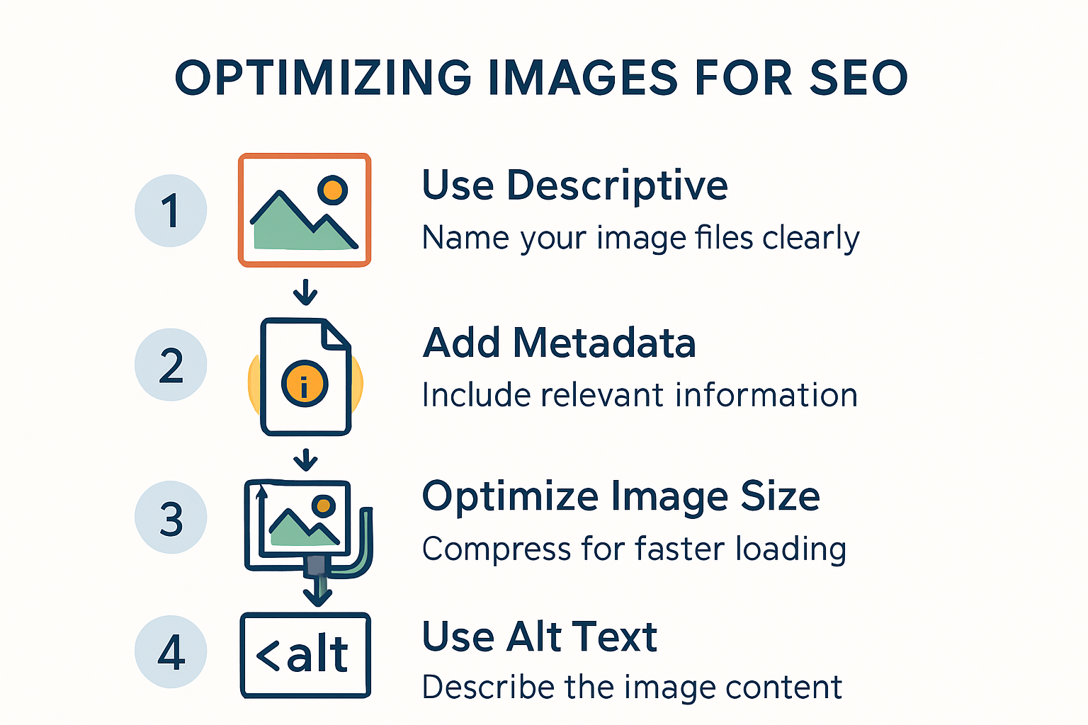 Infographic on essential image optimization tips for SEO.