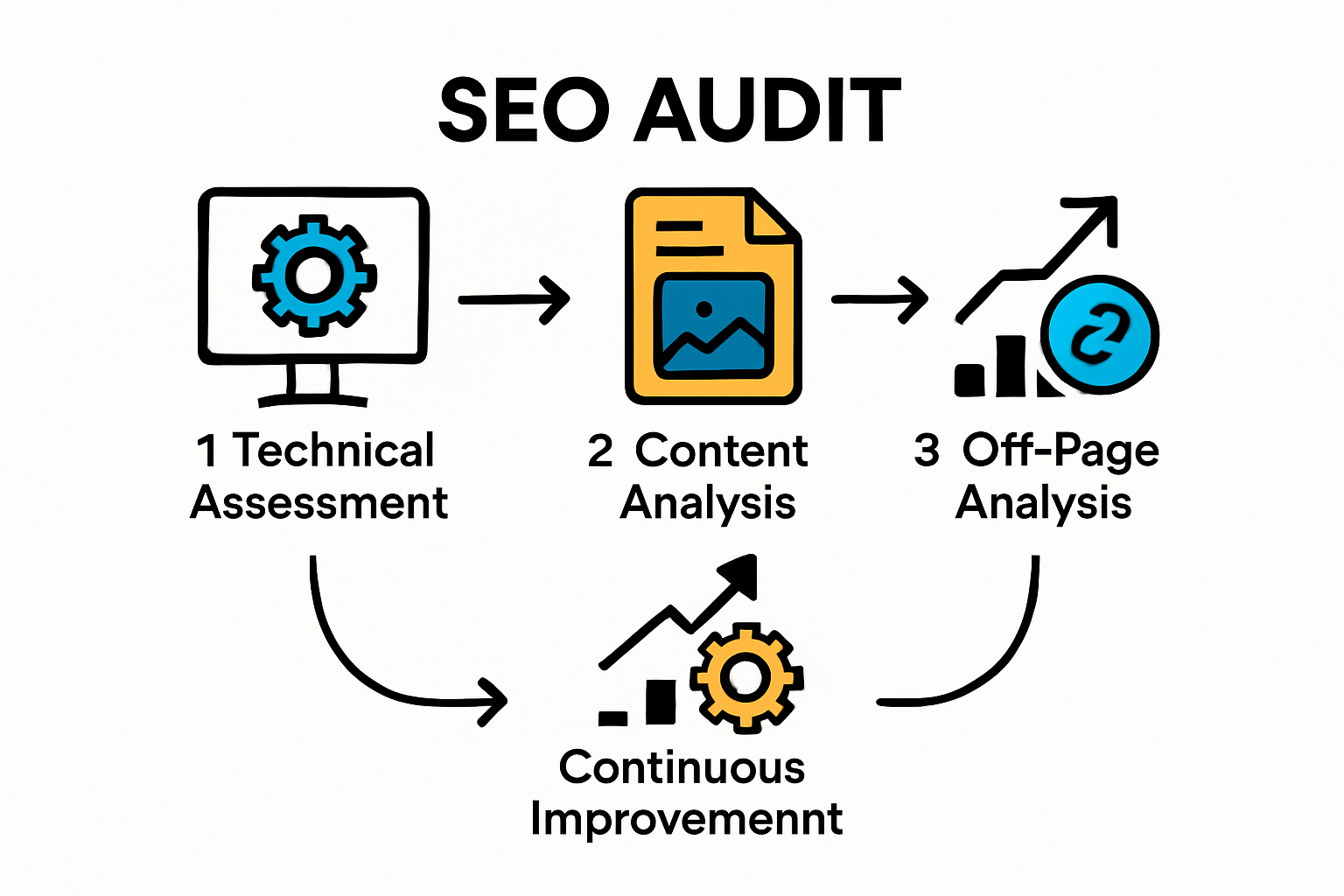 Key steps involved in conducting an SEO audit.