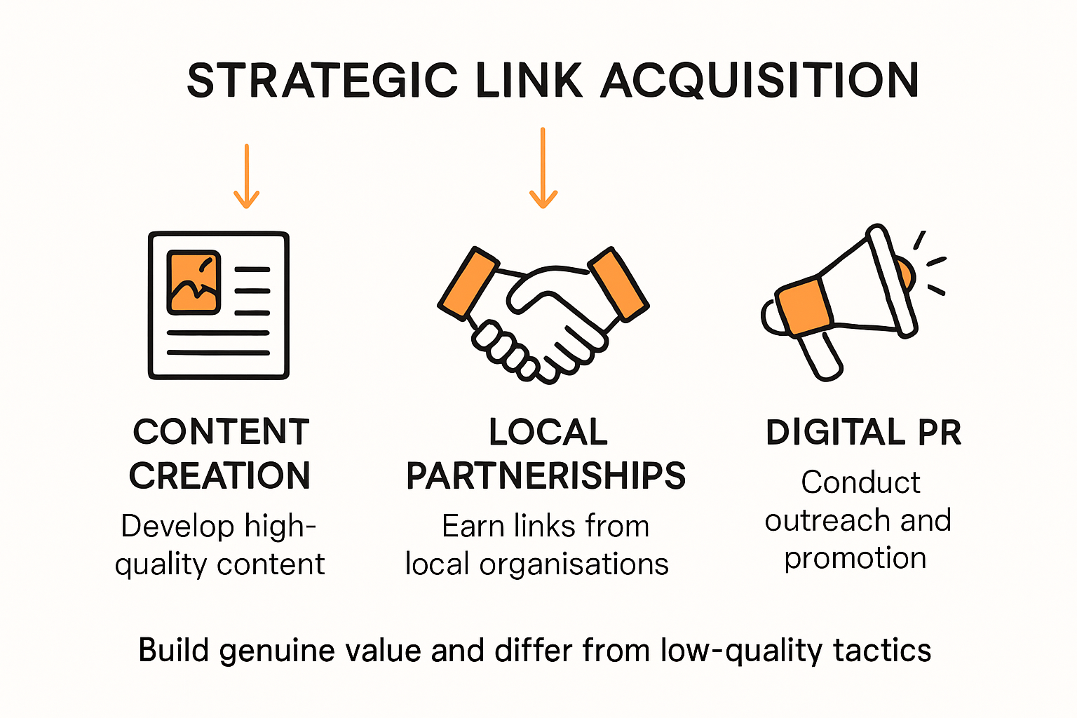 Visualizing key strategic link building methods.