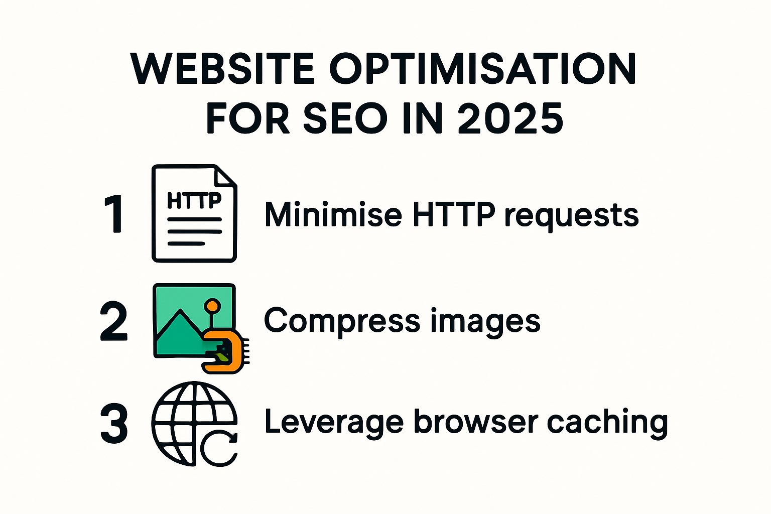 Website speed optimization techniques infographic