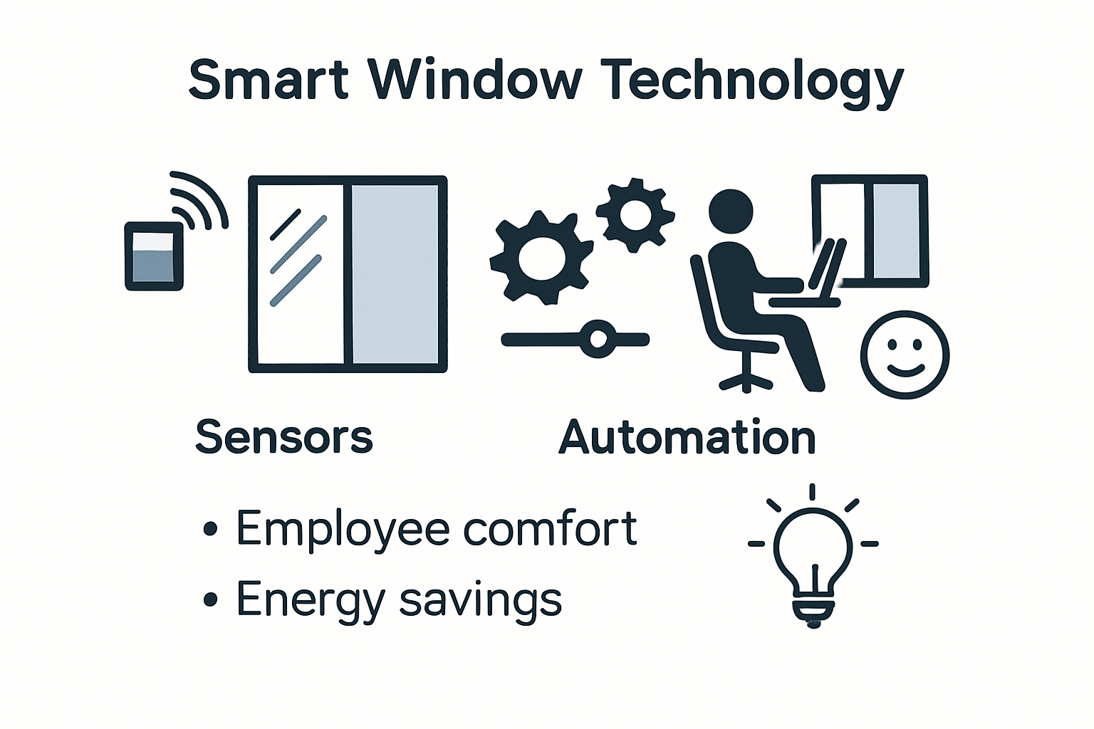 Infographic on smart window covering benefits for comfort and energy.