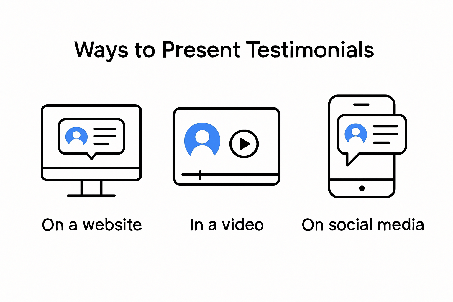 Infographic showing testimonial presentation methods.