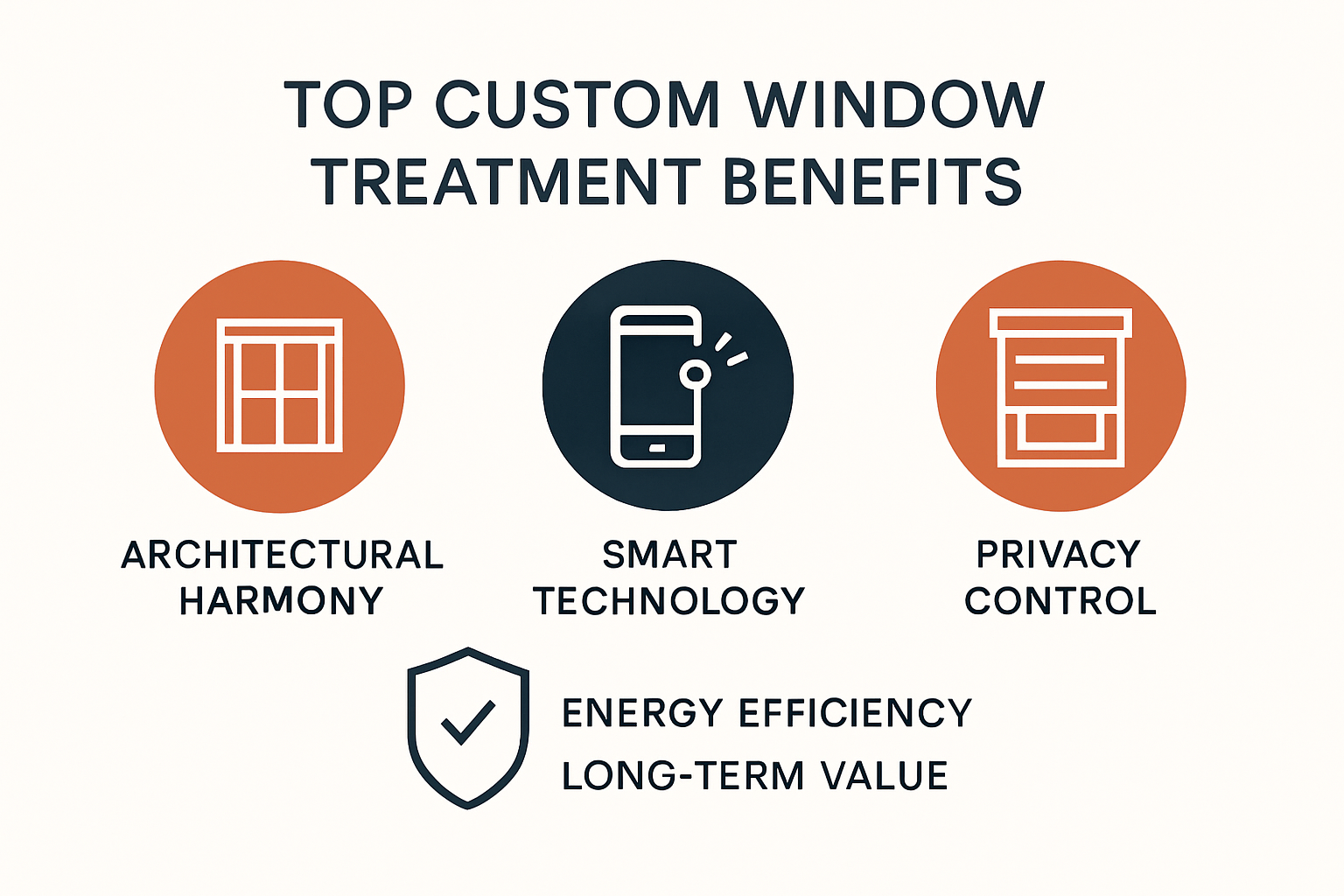 Infographic of custom window treatment benefits for luxury homes