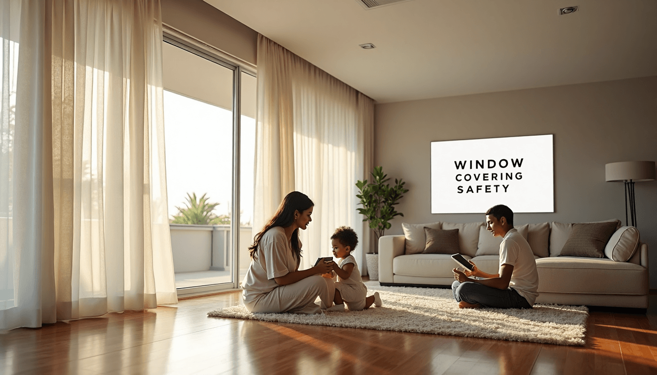 Family in Durban luxury living room showcasing safe window coverings