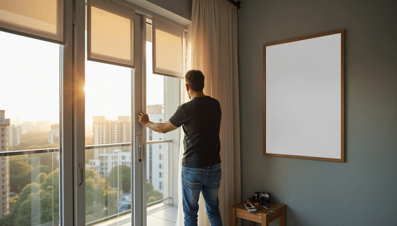 Installer fits reinforced window covering with security features