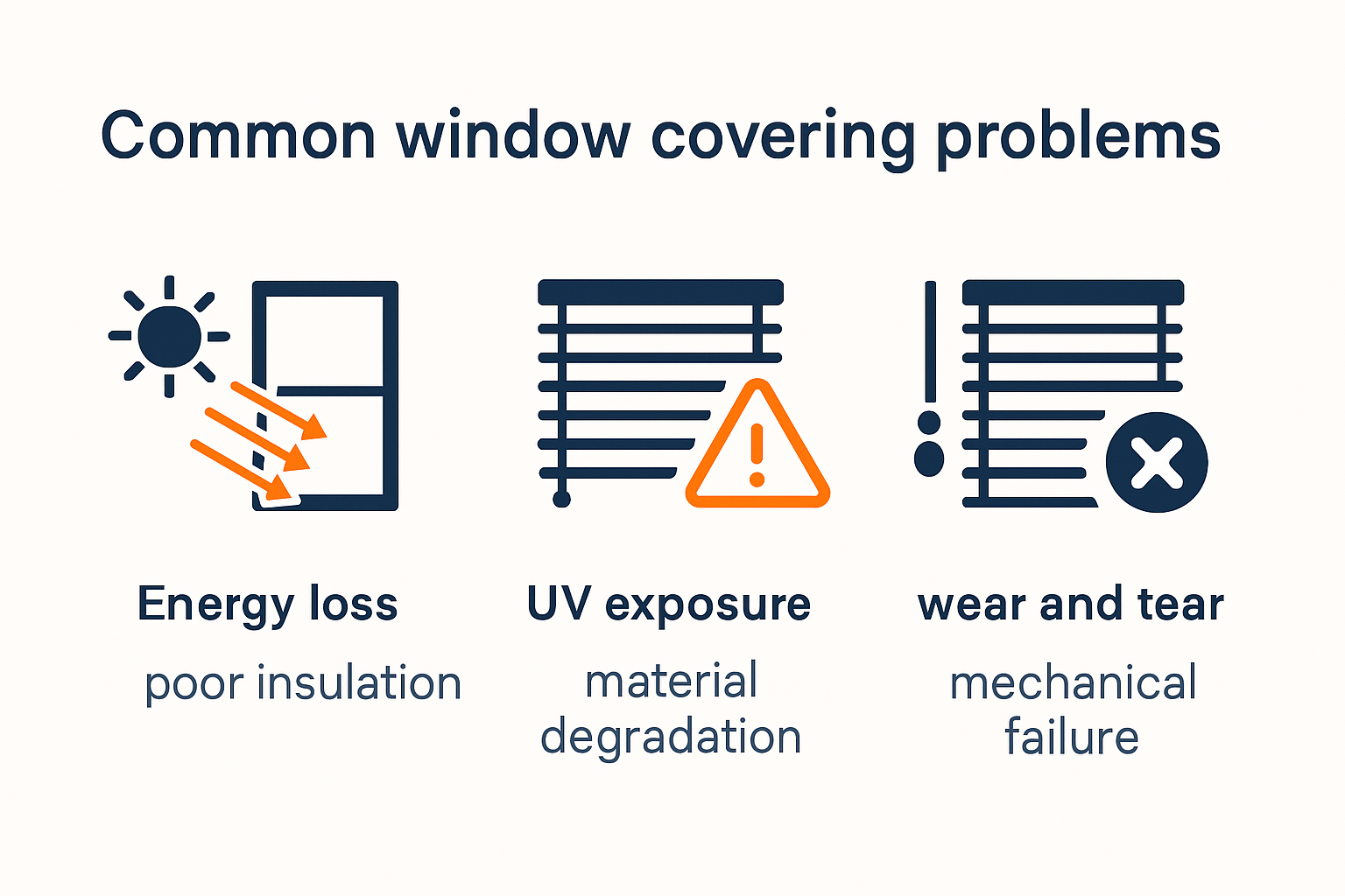 Infographic on common window covering problems and their effects